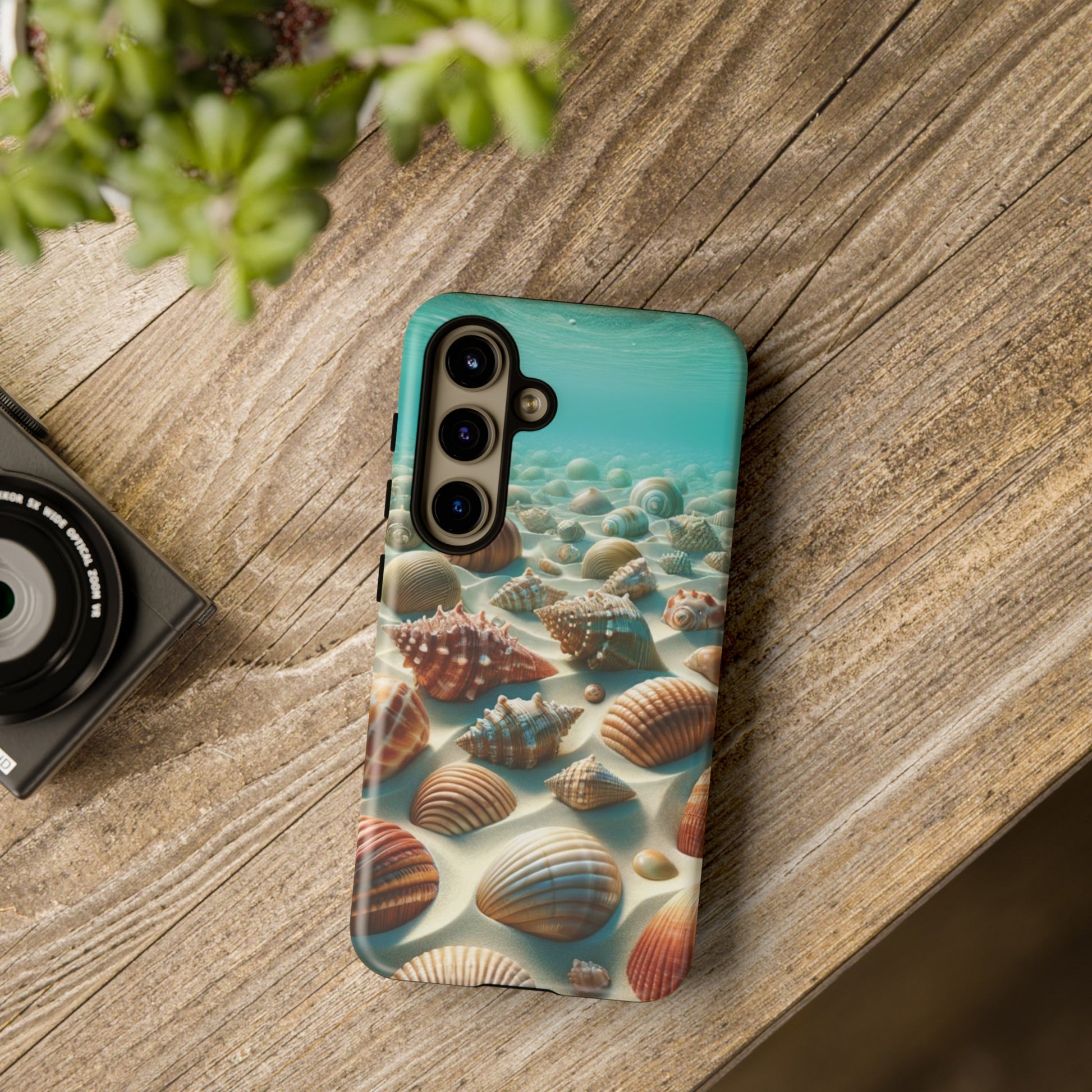 Plush Ocean Bliss Turquoise Seashell Ocean Beach View Protective Phone Case Gift for Her Phone 15, Samsung iPhone Samsung Gift for Her Case iPhone 15, Samsung iPhone Samsung Accessory Gift for Her.