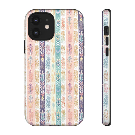 Boho Pastel Feathers Modern Watercolor Abstract Phone Case Compatible with iPhone, Samsung & More - Stylish, Durable Protection with Vibrant Artistic Design Perfect Gift for Her