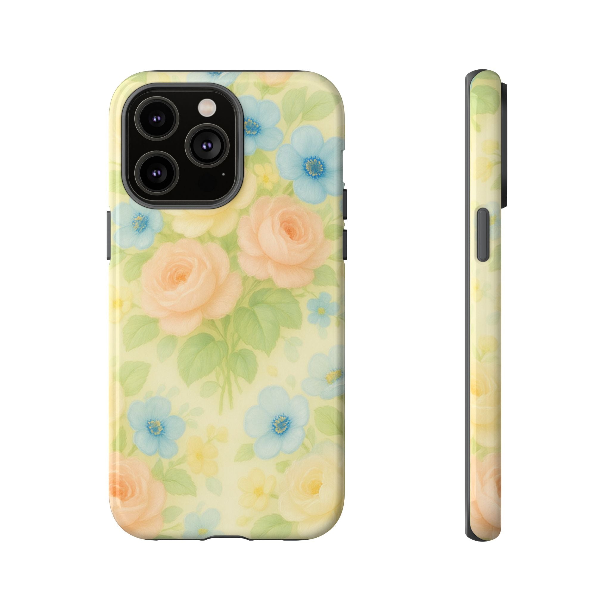 Pastel Yellow Vintage Floral Phone Case  Romantic Cottagecore Aesthetic, Soft Botanical Design, Protective Gift for Her, Fits iPhone & Samsung Models