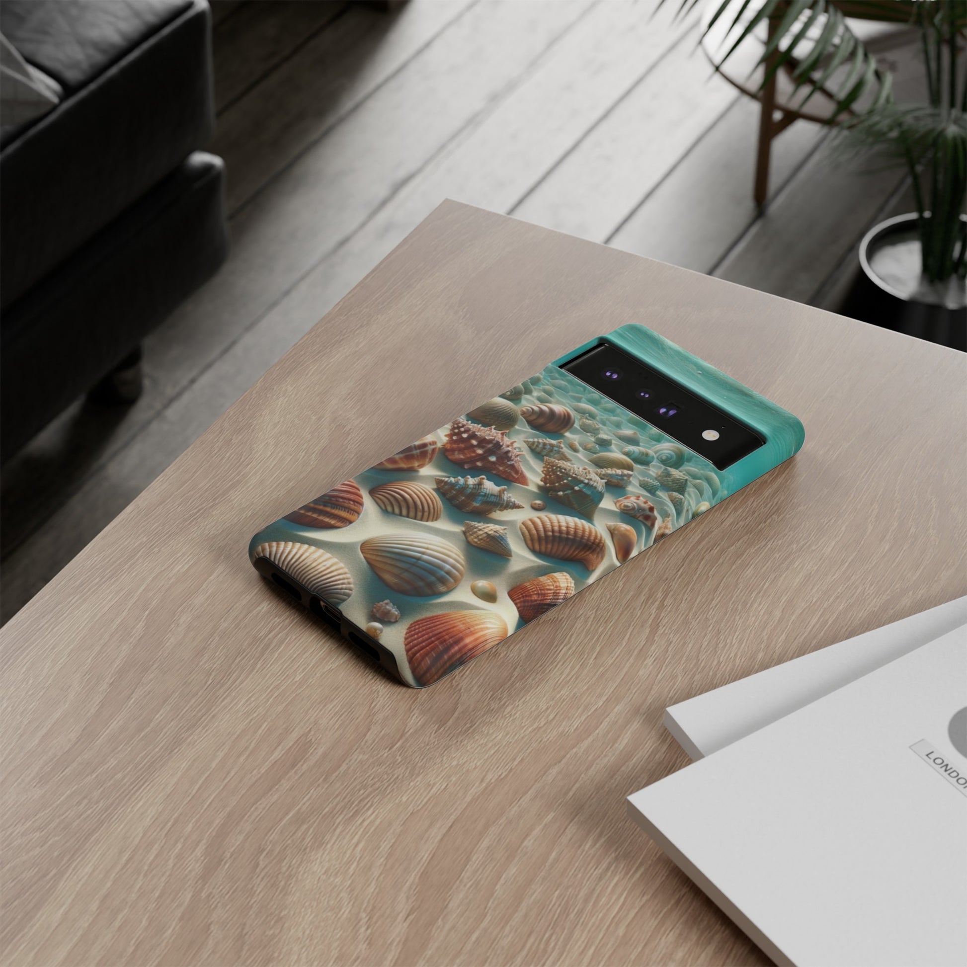 Plush Ocean Bliss Turquoise Seashell Ocean Beach View Protective Phone Case Gift for Her Phone 15, Samsung iPhone Samsung Gift for Her Case iPhone 15, Samsung iPhone Samsung Accessory Gift for Her.