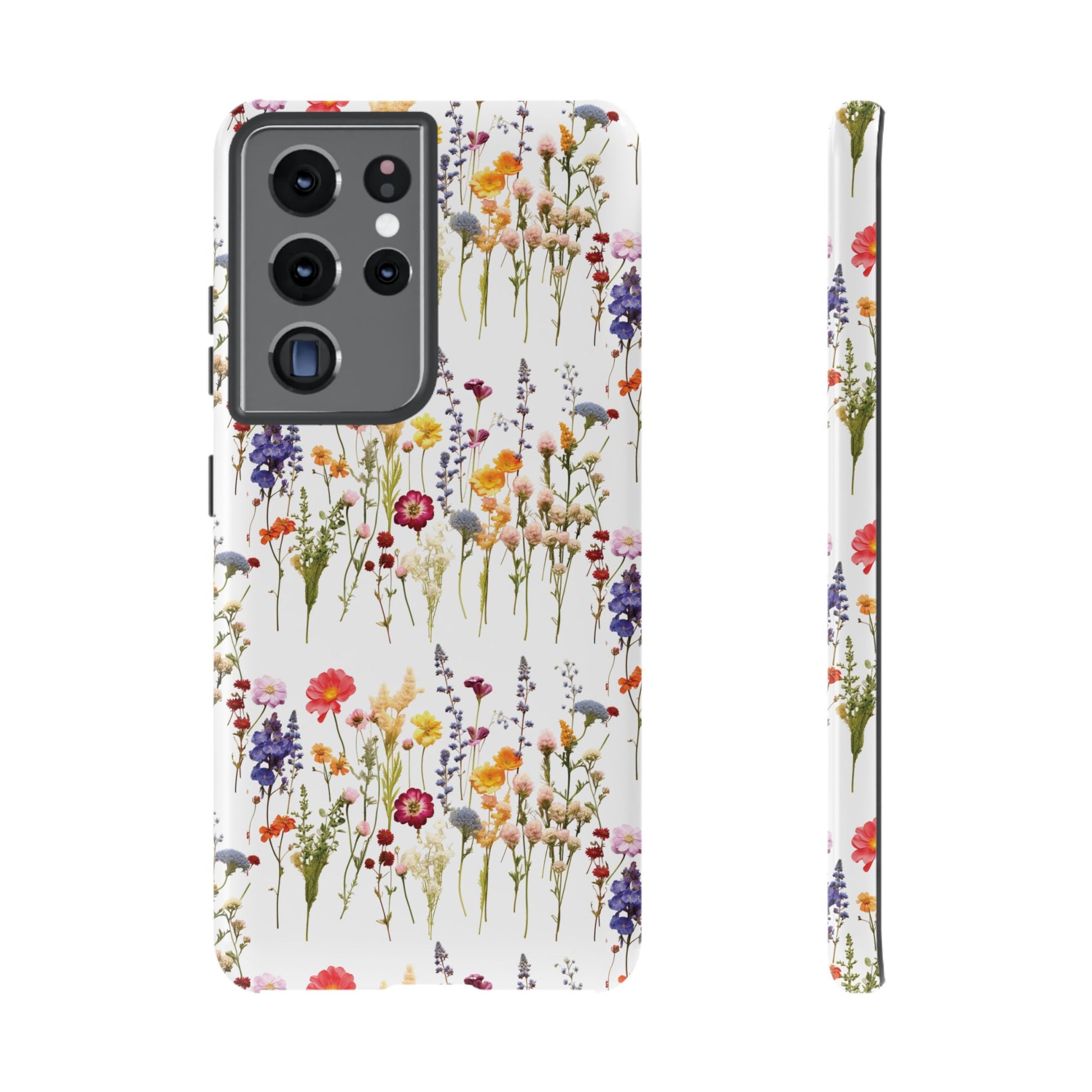 White Best Phone Case Press Flowers Floral 3D Illusion Luxury Tough Case Floral Elegant Durable Stylish for Modern Devices iPhone 17, 16, 15, Samsung iPhone Samsung Accessory Gift for Her