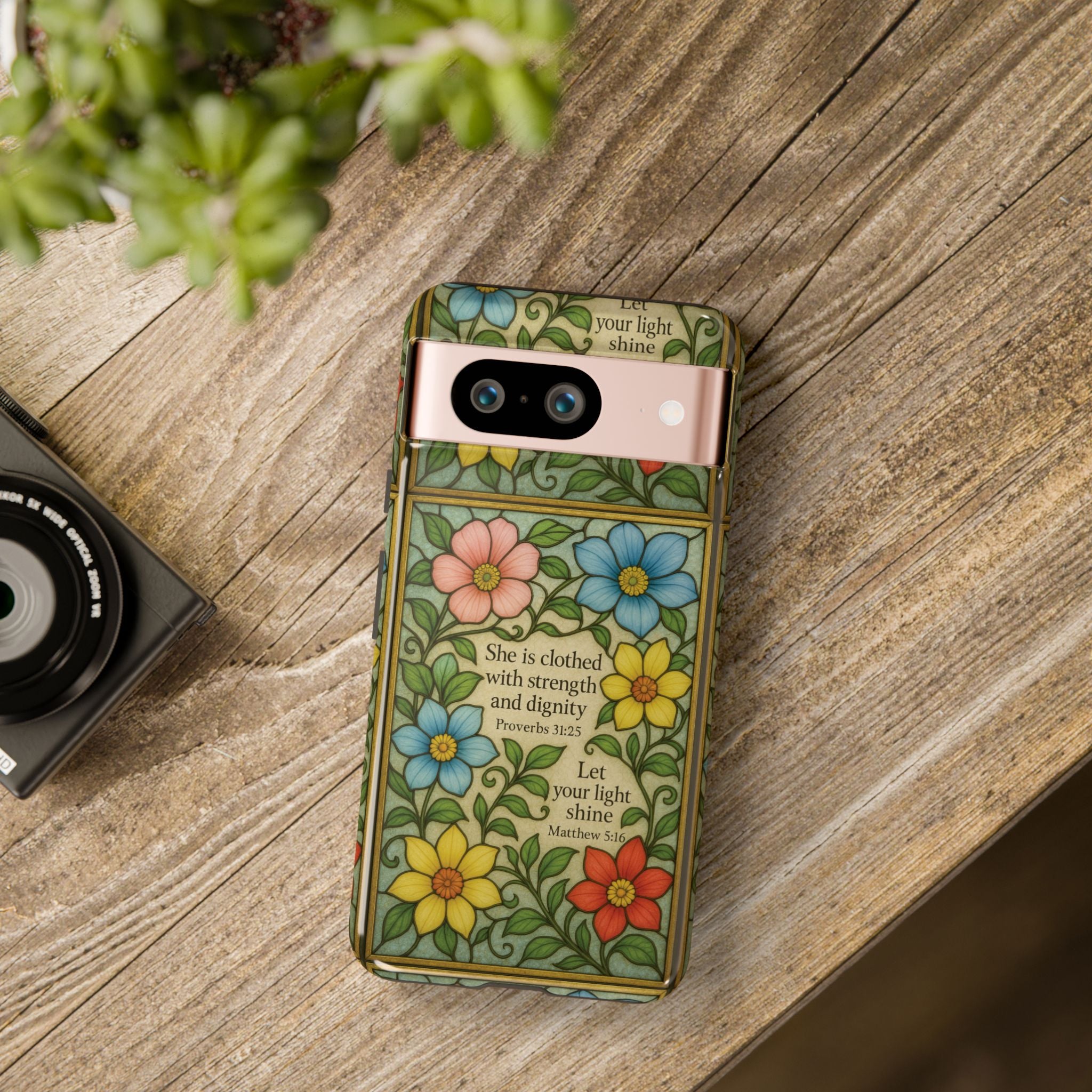 Pastel Floral Stained Glass Bible Verse Phone Case Christian Affirmation, Soft Faith Design, iPhone Samsung Google, Inspirational Gift for HerGift for Christians
