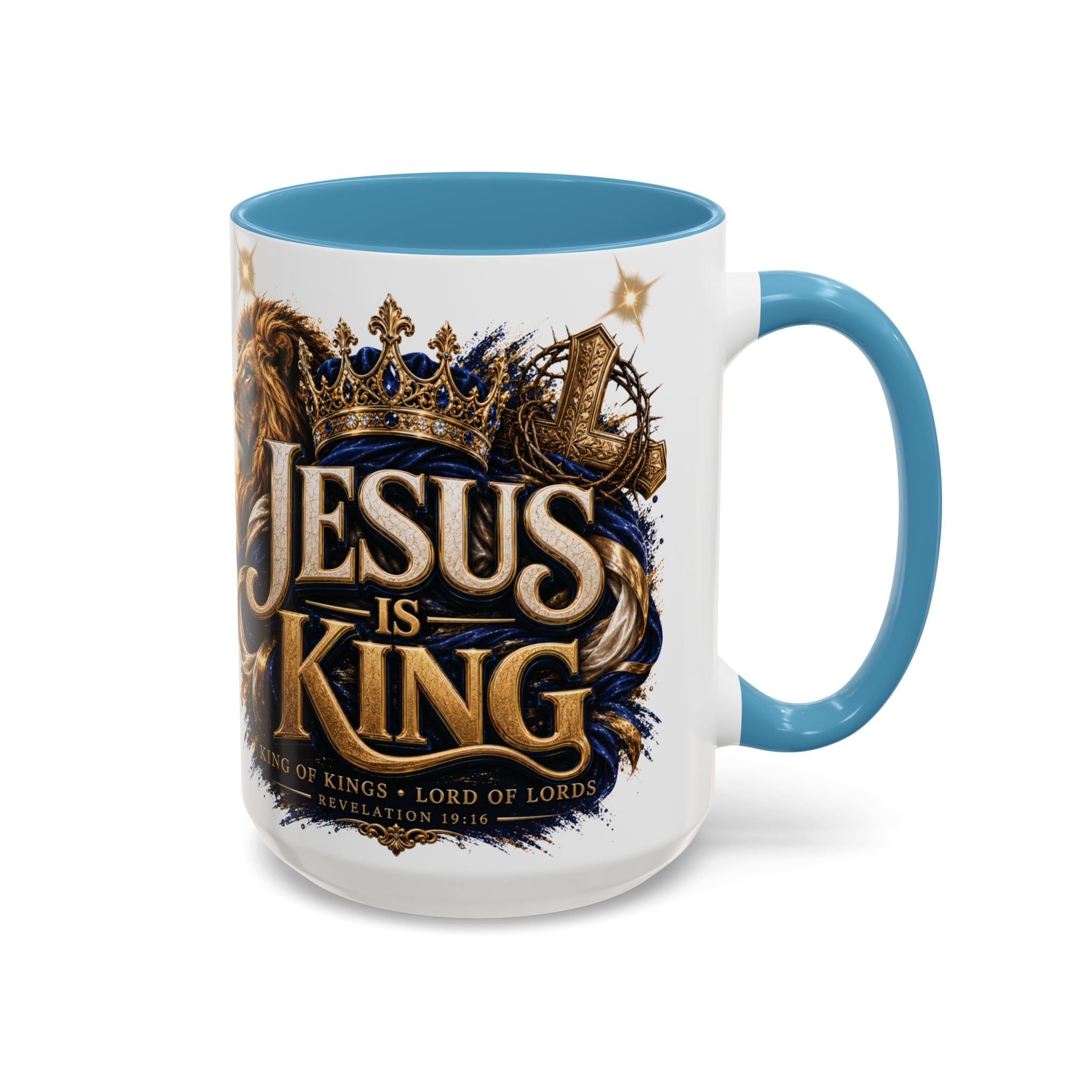 Jesus Is King Coffee Mug Christian Faith Accent Mug (11/15oz) Gift for Dad Mom
