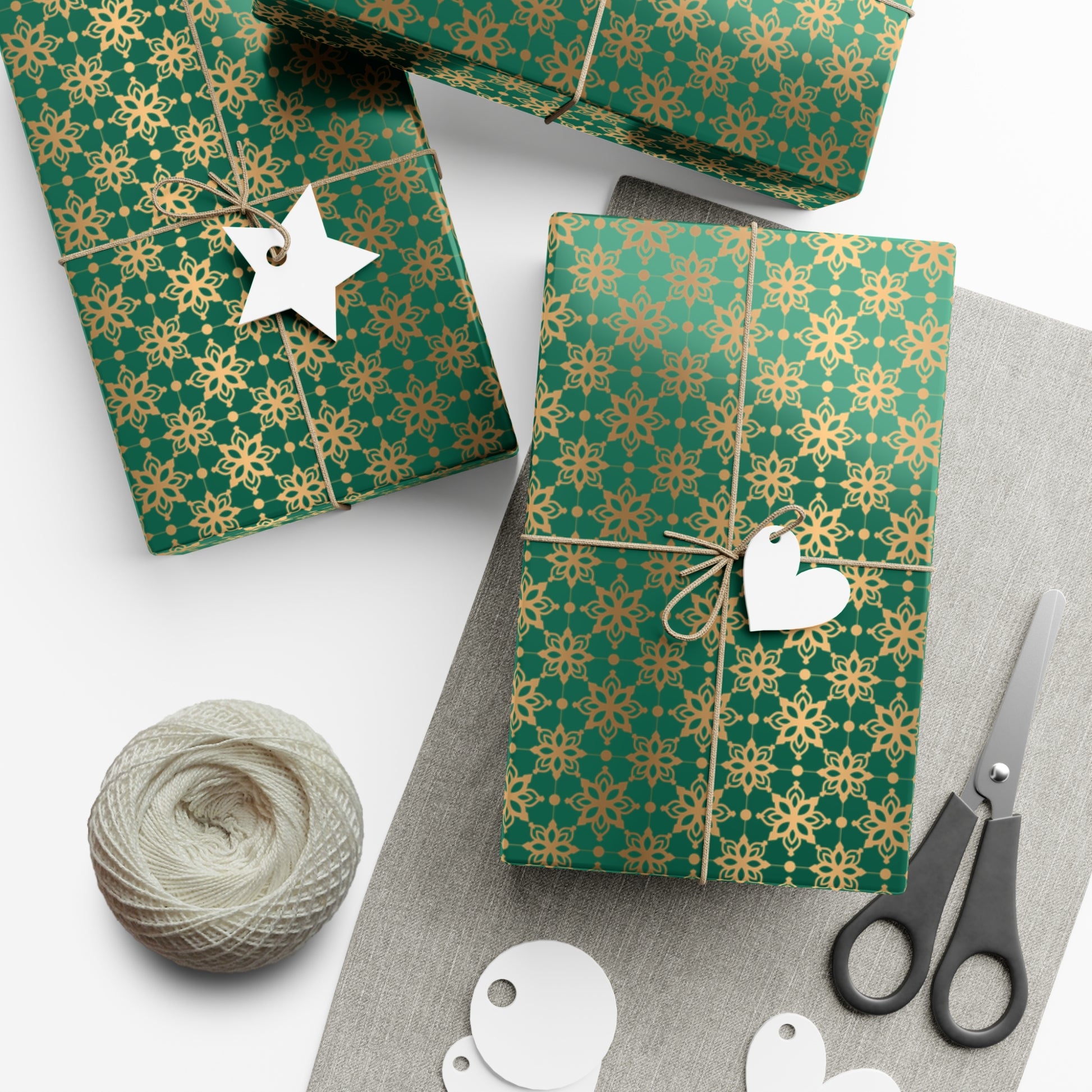 Elegant Luxuries Emerald Green Wrapping Paper with Gold Accents Perfect for Christmas Gifts, Weddings, & Special Occasions – Premium Quality Gift Wrap for Luxurious Presentation - MRSBYVALLE