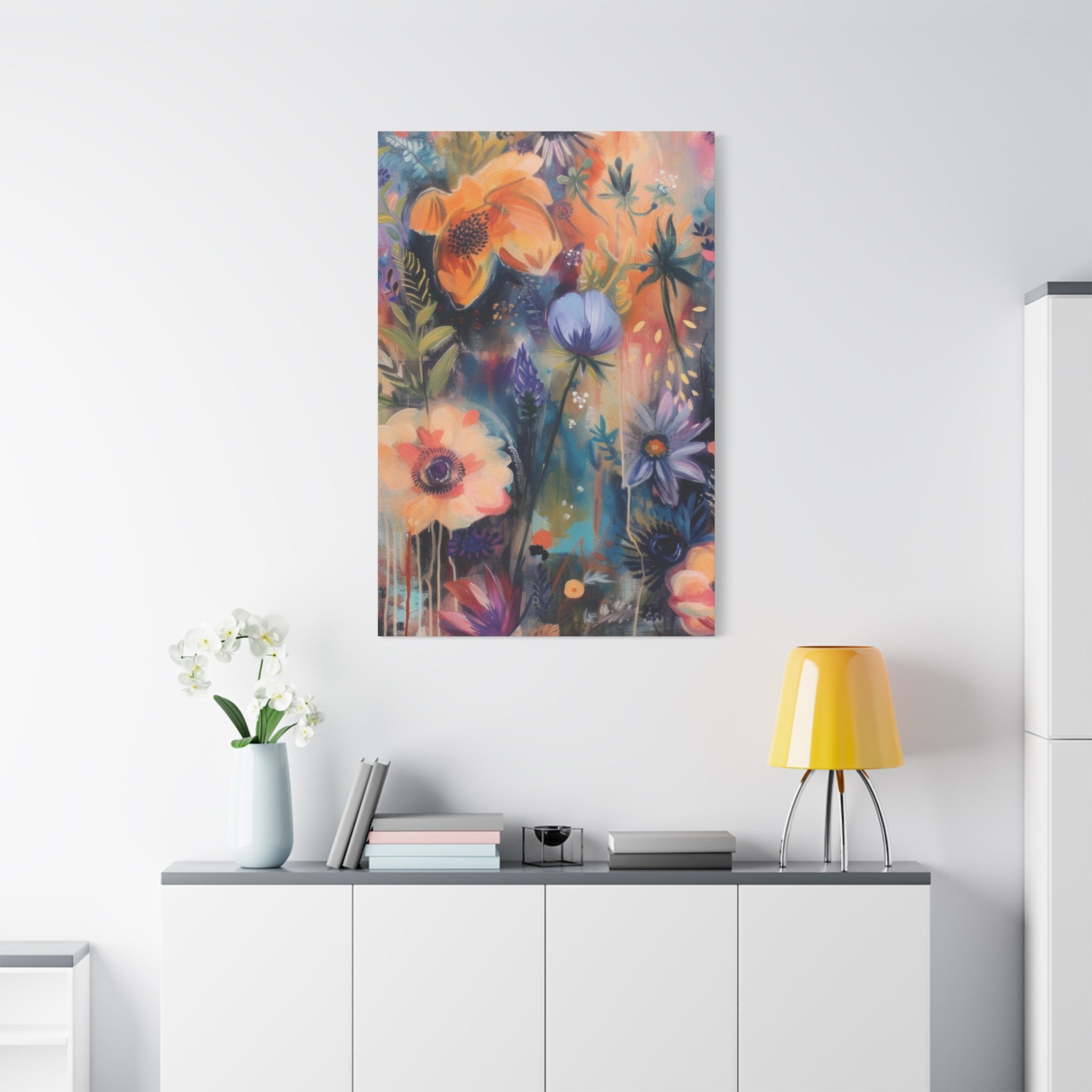 Boho Floral Wall Art Matte Canvas Stretched, Vibrant Botanical Design, Perfect for Living Room, Bedroom, or Office Decor, Adds a Stylish Touch to Any Space1.25" - MRSBYVALLE
