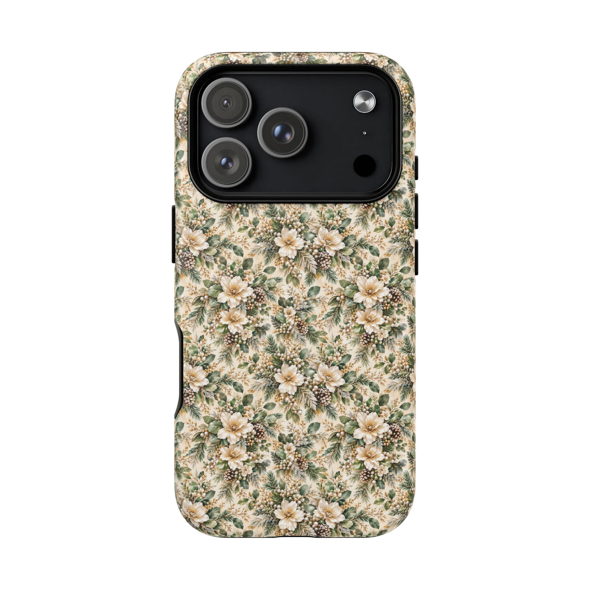 Sage Green & Champagne Floral MagSafe Tough Phone Case