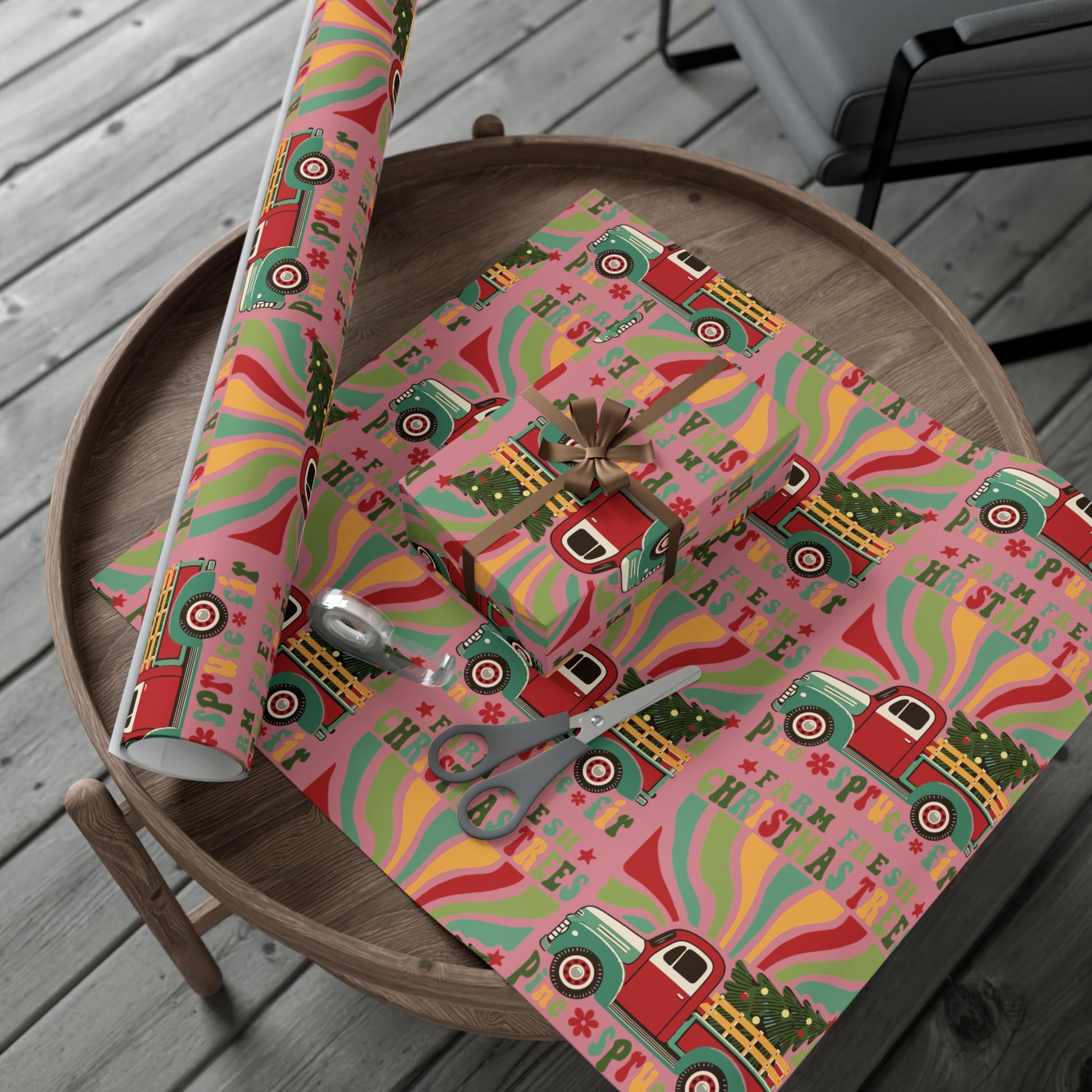 Christmas Retro Boho Pickup Wrapping Paper Holiday Gift Wrap with Perfect for Christmas Presents, Crafting, Holiday Decor Premium Quality Perfect for Gift - MRSBYVALLE