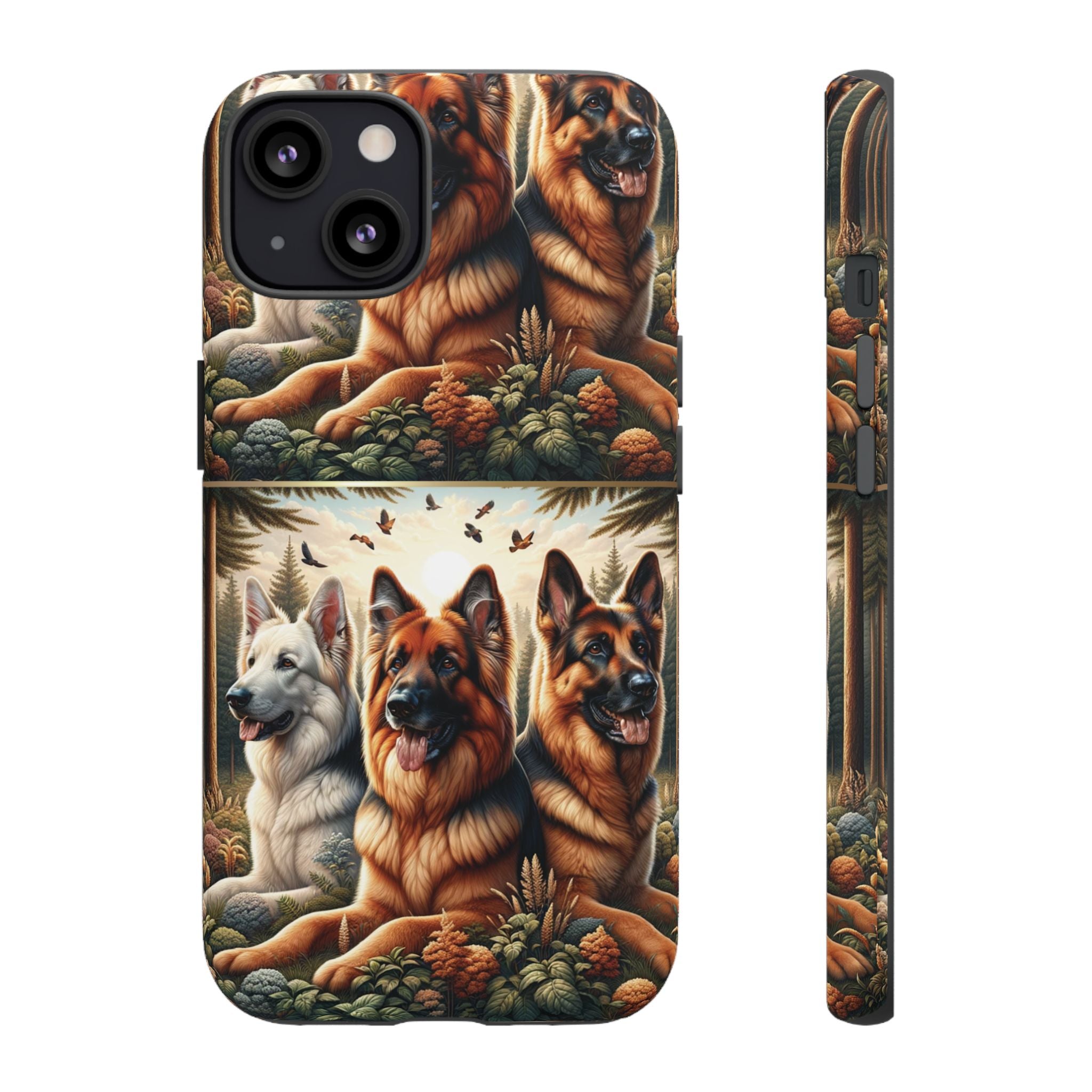 German Shepherd Phone Tough Case Floral Elegant Durable Dog Lover Devices iPhone 15, Samsung iPhone Samsung Accessory Gift for Her