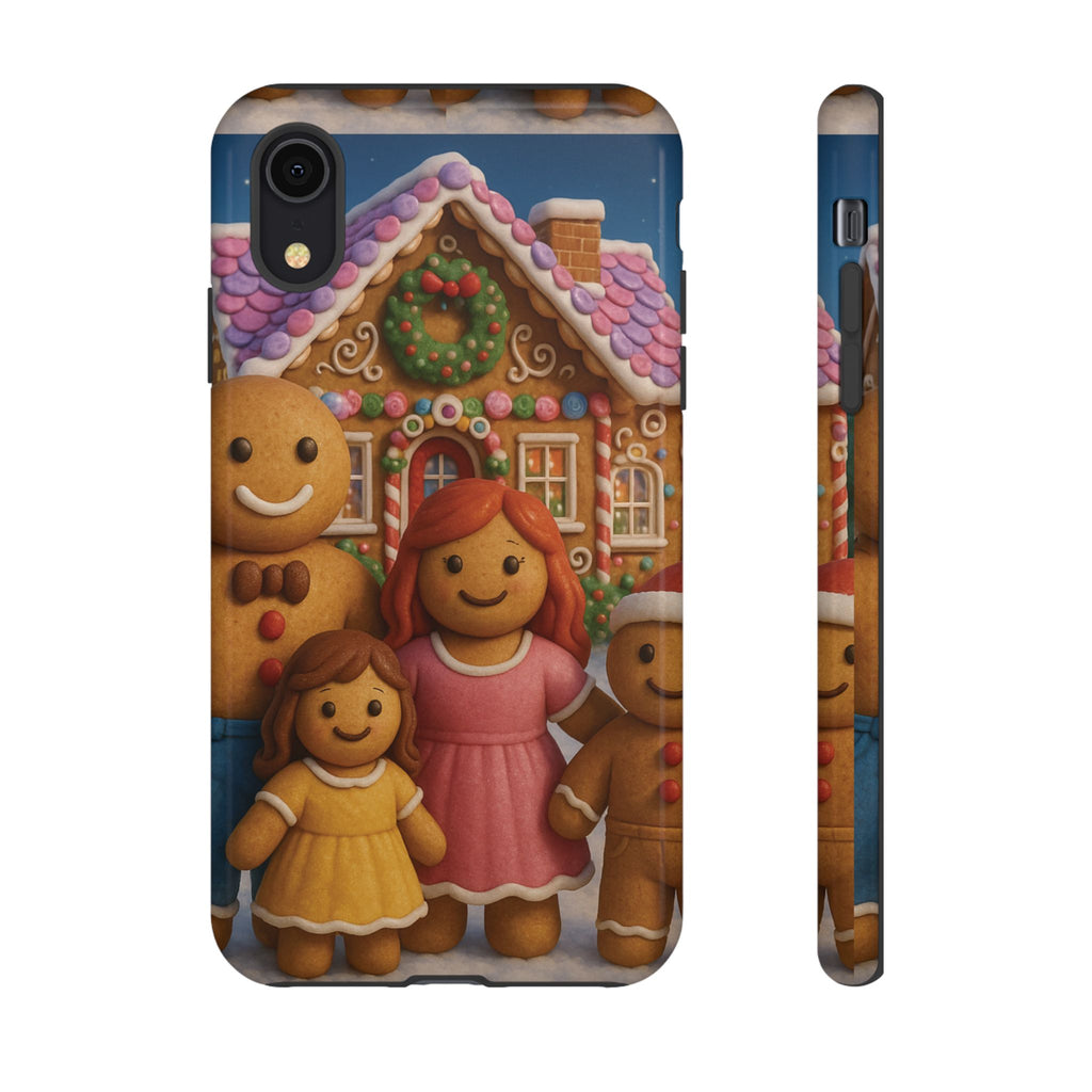 Coque de téléphone esthétique Famille en Pain d'Épices – Design d'inspiration vintage sur le thème de Noël – Étui stylé pour modèles iPhone et Samsung Galaxy