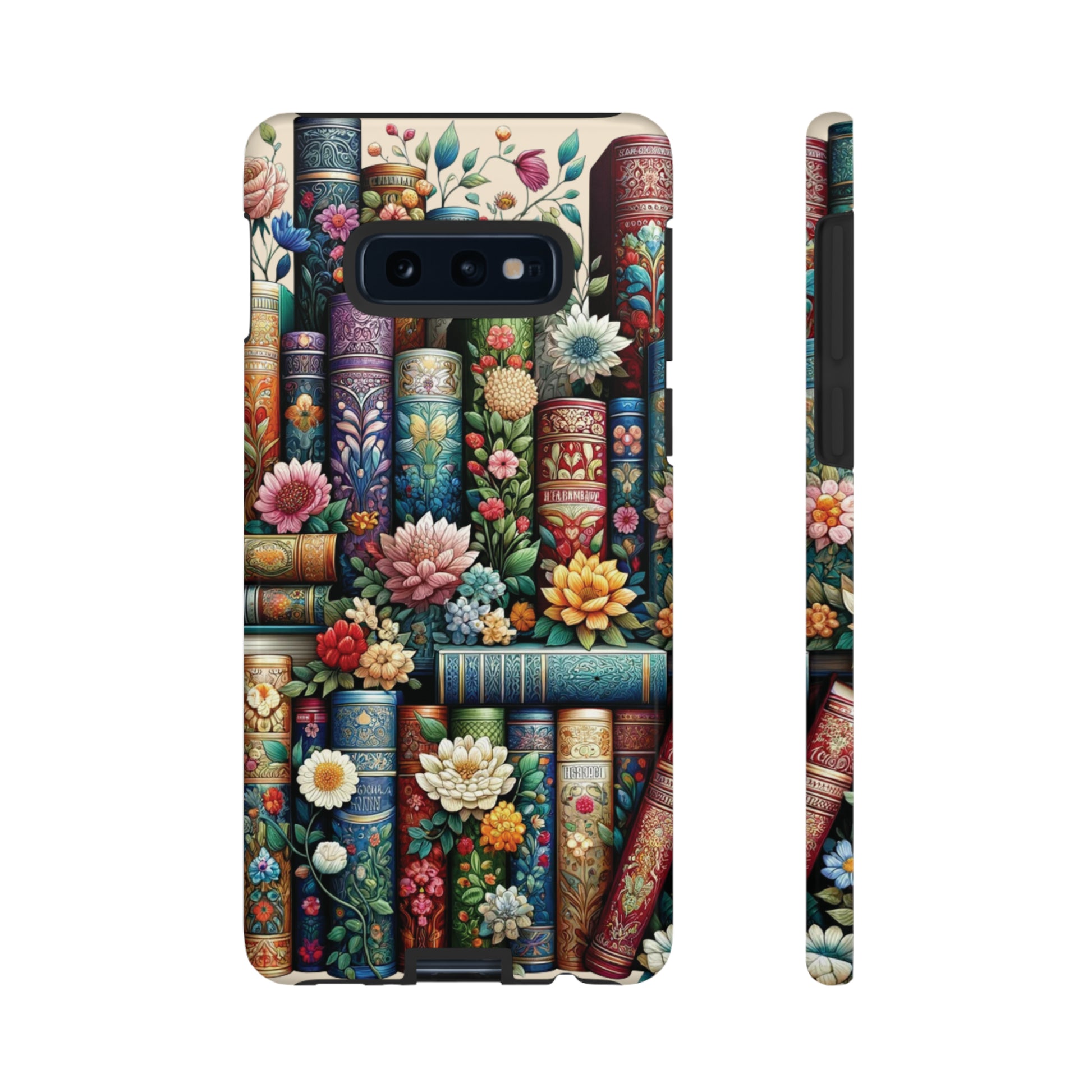 Books and Floral Boho Luxury Phone Tough Case Floral Elegant Durable Stylish for Modern Devices iPhone 15, Samsung iPhone Samsung Accessory Gift for Her.