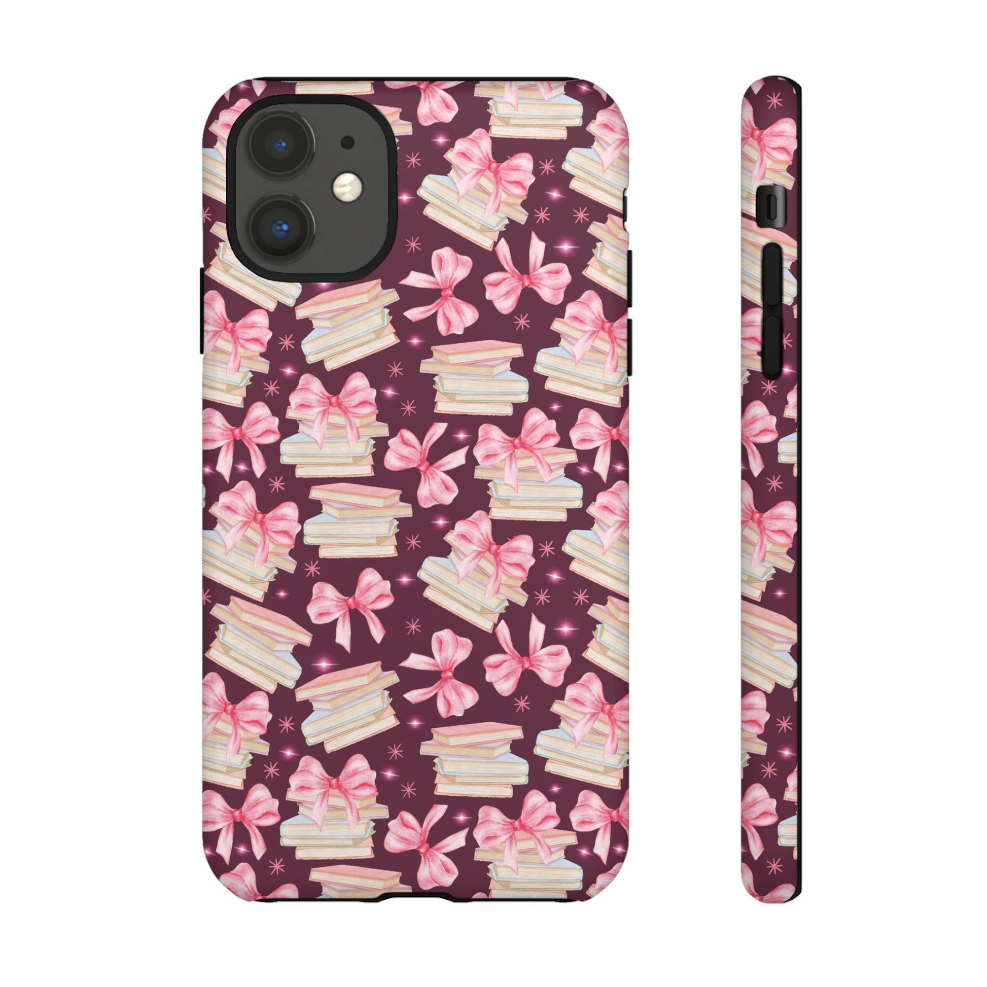 Coquette Pink Bows & Books Phone Case for iPhone 16 15 14 13 12  21 23 Samsung, and Pixel | Stylish Protective Cover Gift for Her Perfect for Floral Lover