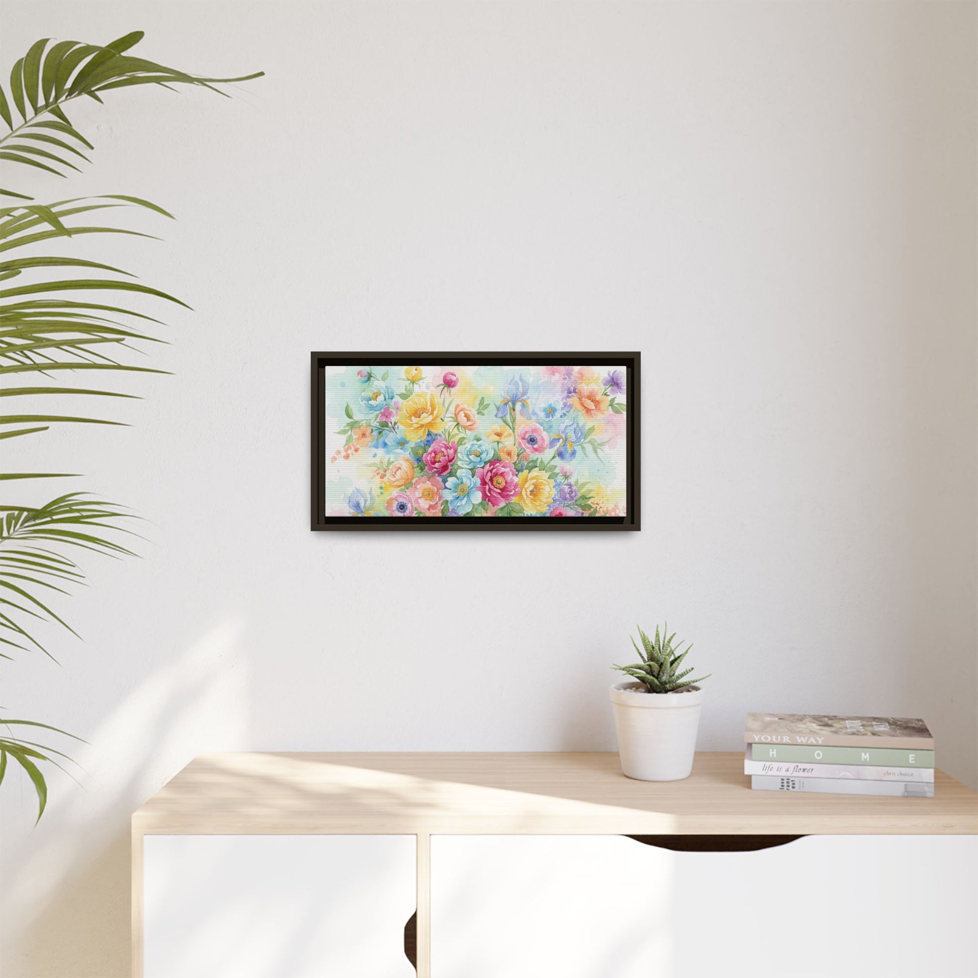 Watercolor Floral Bouquet Canvas, Framed Matte Wall Art | Multi-Color Wall Art