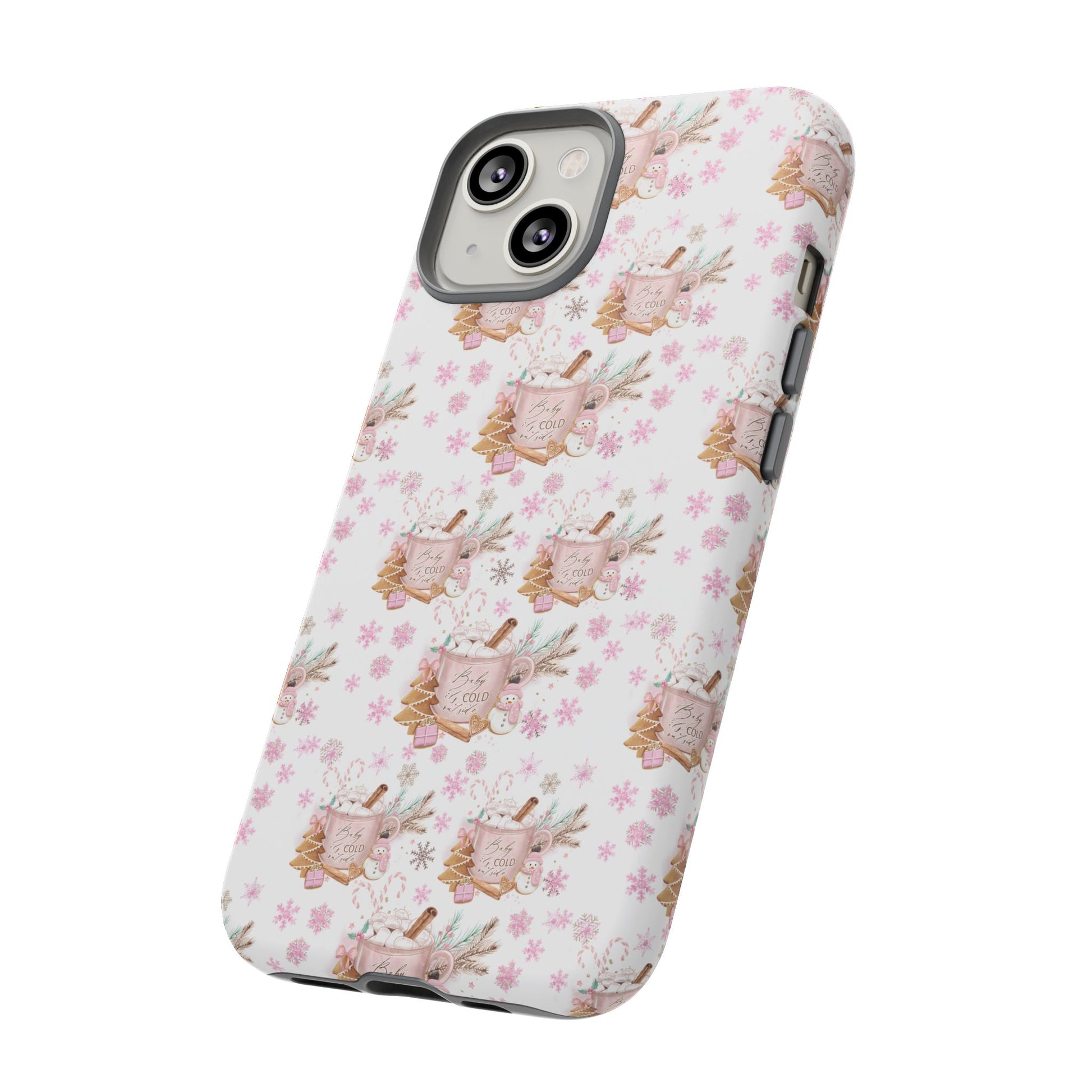 Baby it's Cold Outside Pink and White Phone Case Unique Holiday Protection for Your Device | Stylish & Durable Cover Gift for Her Phone 15, Samsung iPhone Samsung Accessory Gift for Her