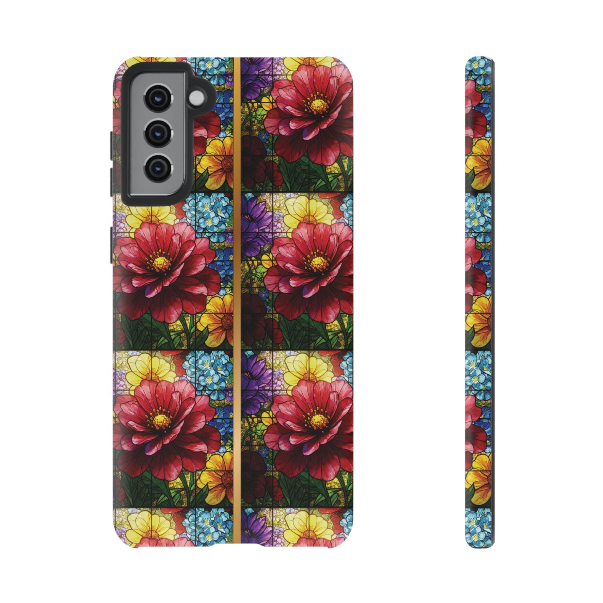 Stained Glass Illusion Floral Phone Case  3D Colorful Flower Design, Protective Christian Gift, Fits iPhone, Samsung, Google Pixel