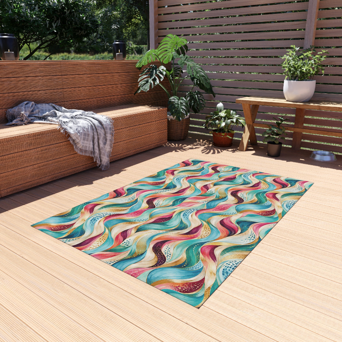 Abstract Wave Outdoor Patio Rug