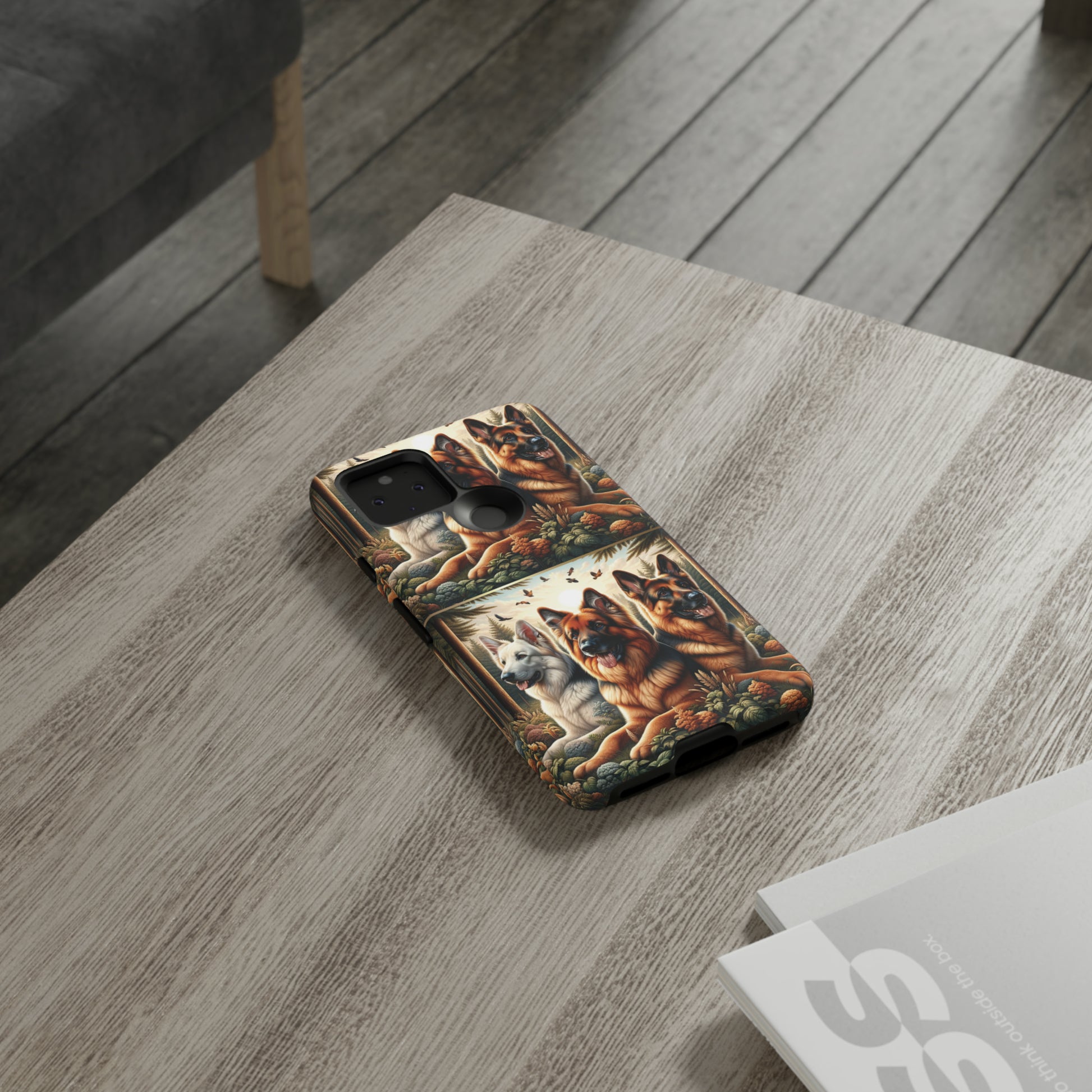 German Shepherd Phone Tough Case Floral Elegant Durable Dog Lover Devices iPhone 15, Samsung iPhone Samsung Accessory Gift for Her.