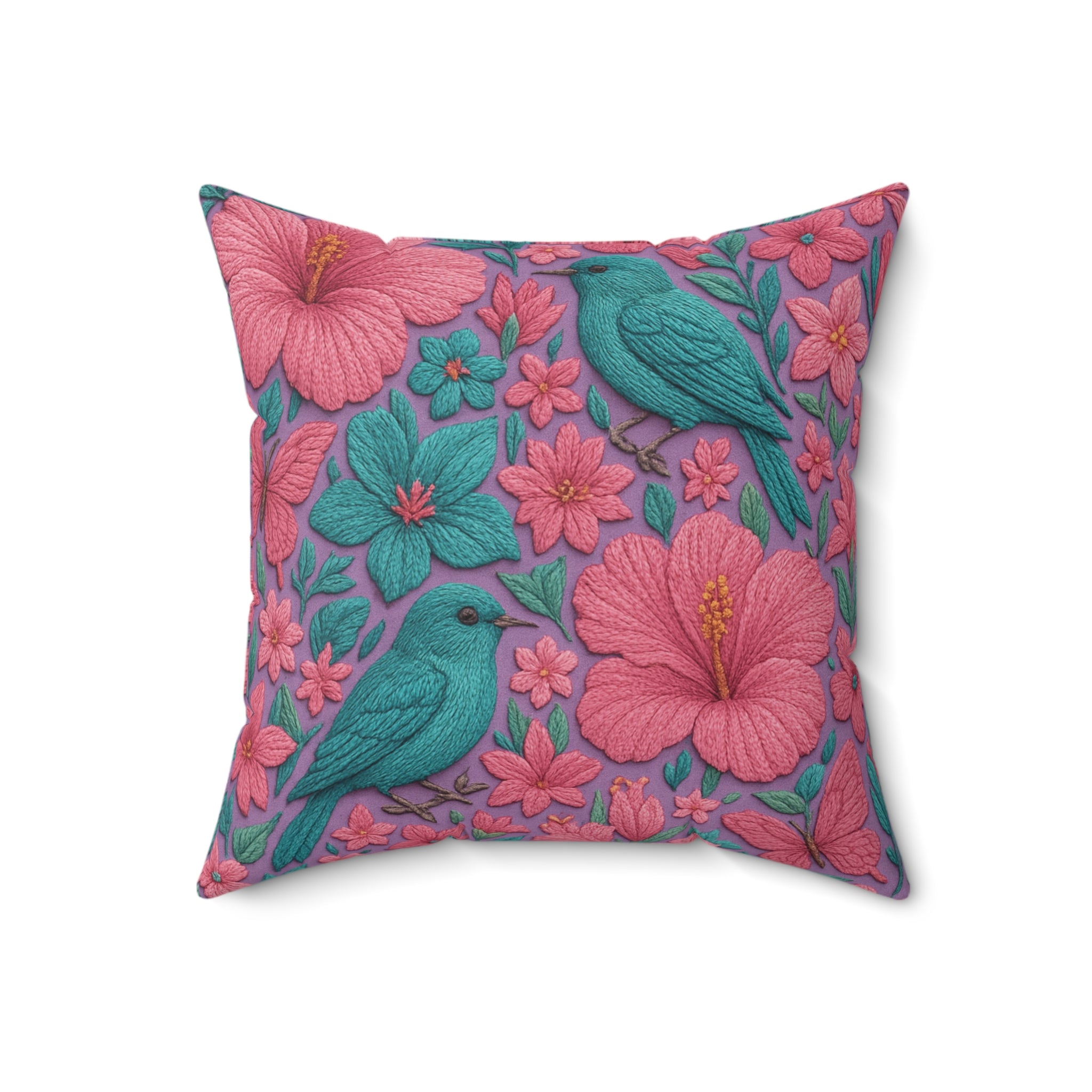 3D Illusion Floral & birds Pillow Square Decorative Throw Pillow, Cottagecore Aesthetic, Romantic Home Decor, Cozy Gift for Her, Double-Sided PrintBedroom, or Reading Nook