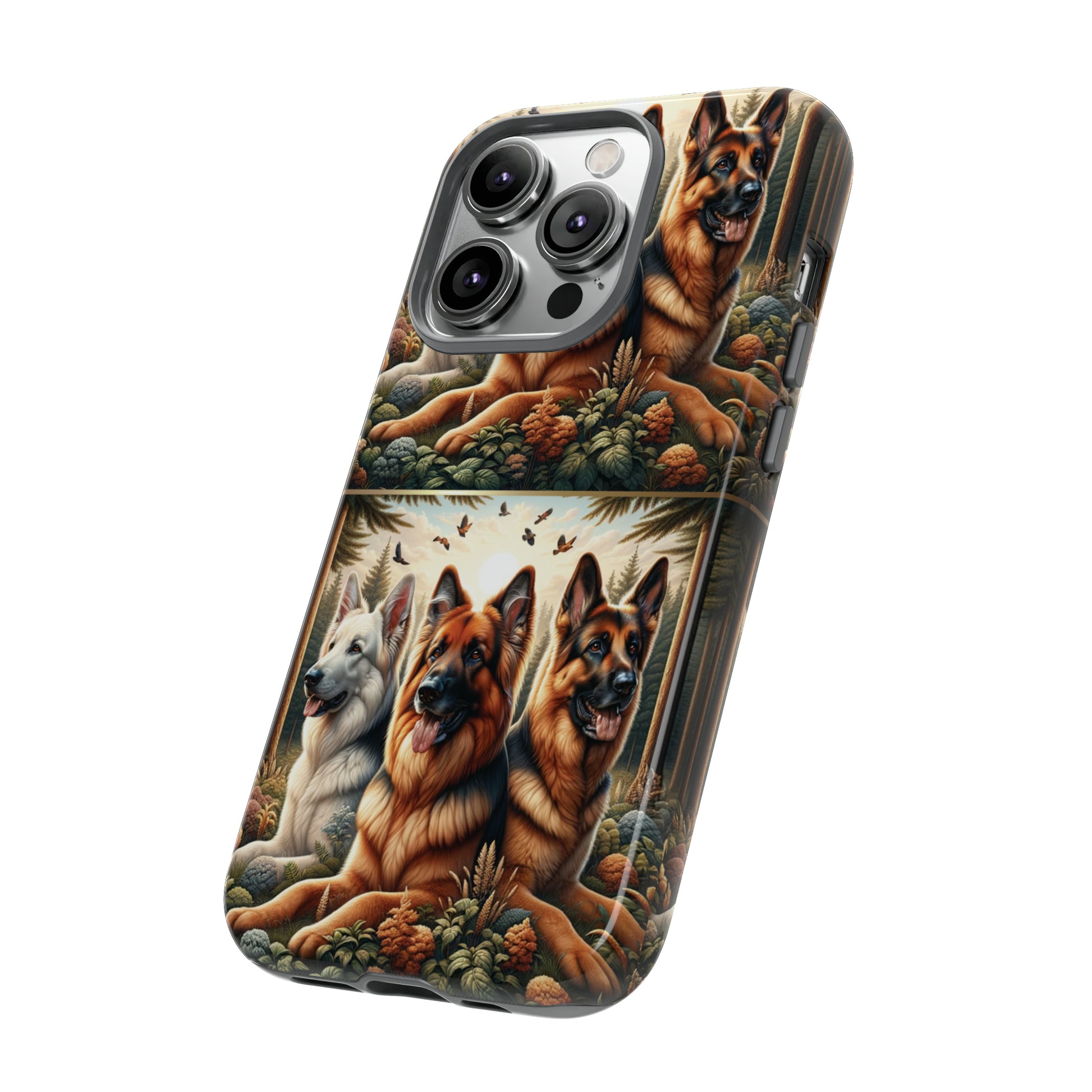German Shepherd Phone Tough Case Floral Elegant Durable Dog Lover Devices iPhone 15, Samsung iPhone Samsung Accessory Gift for Her.