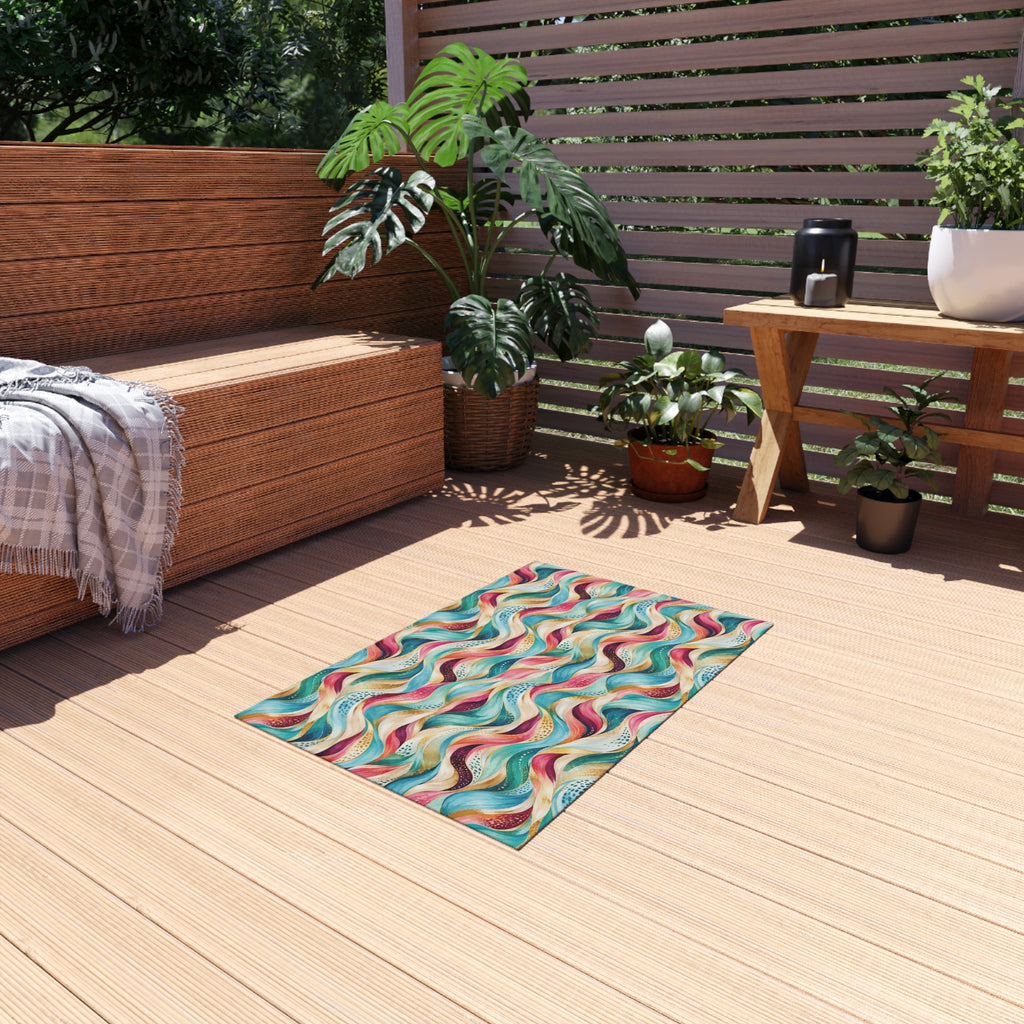 Abstract Wave Outdoor Patio Rug