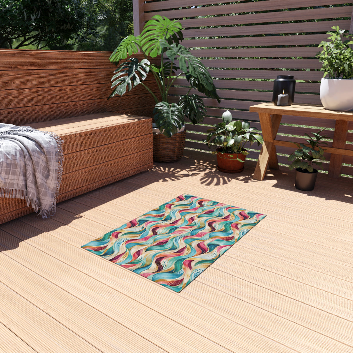 Abstract Wave Outdoor Patio Rug