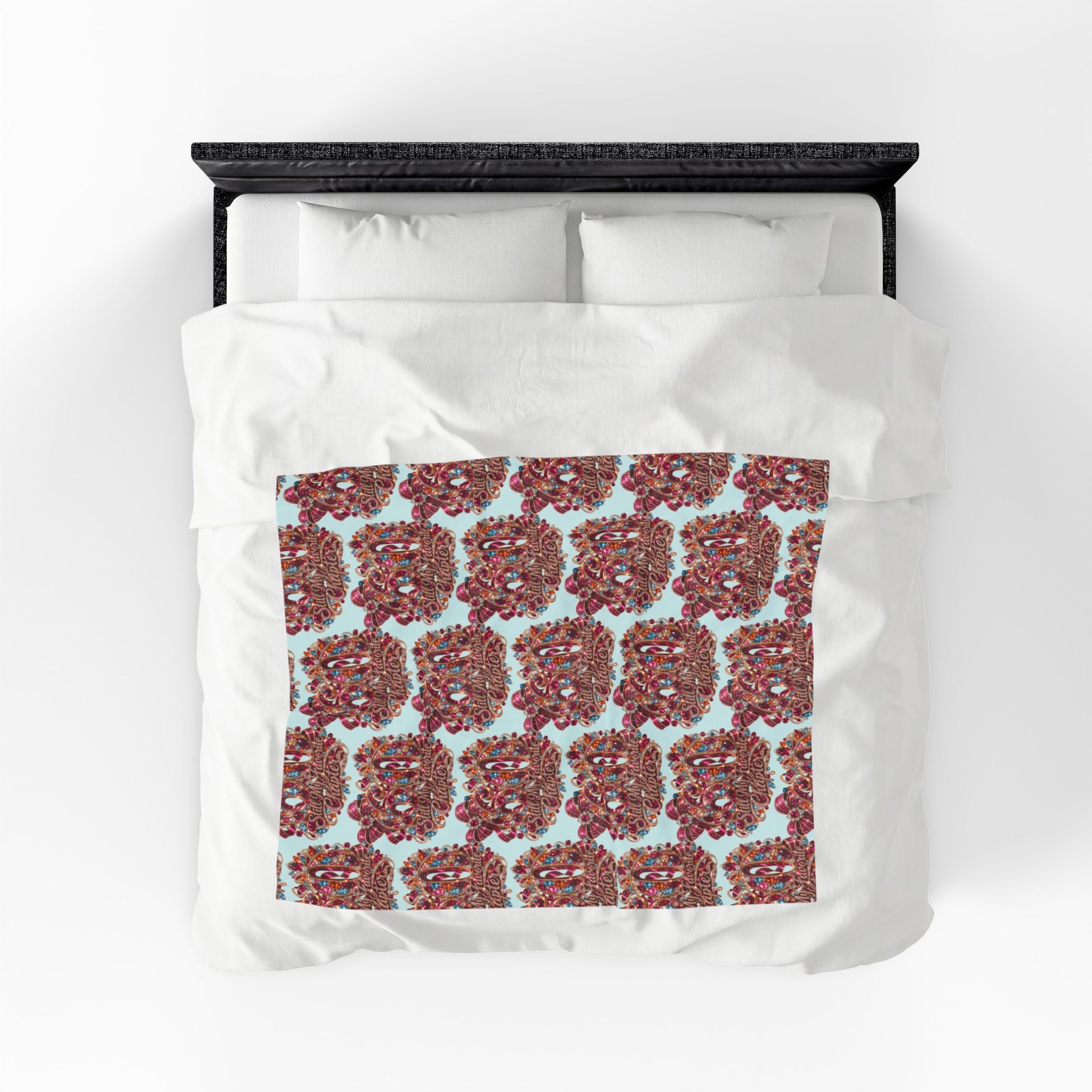 Plush Blanket — Retro Candy Heart Pattern "Sweet Chapter" Velveteen Throw 60 Gift