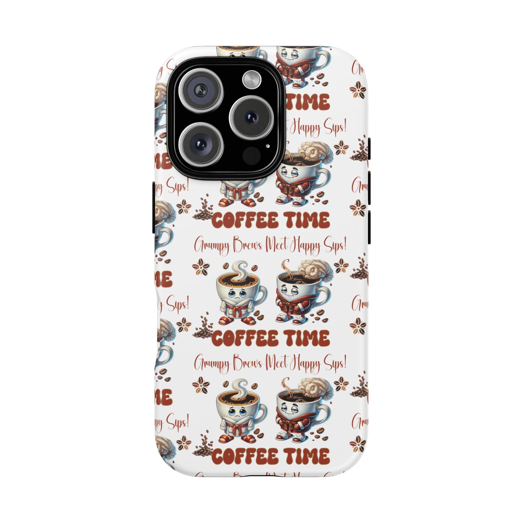 Grumpy Brews Meet Happy Sips Phone Case Compatible with iPhone, Samsung & Pixel | Fun, Durable Protection for Coffee Lovers | Unique Design, Shockproof & Scratch-Resistant Perfect for Coffee Lover - MRSBYVALLE