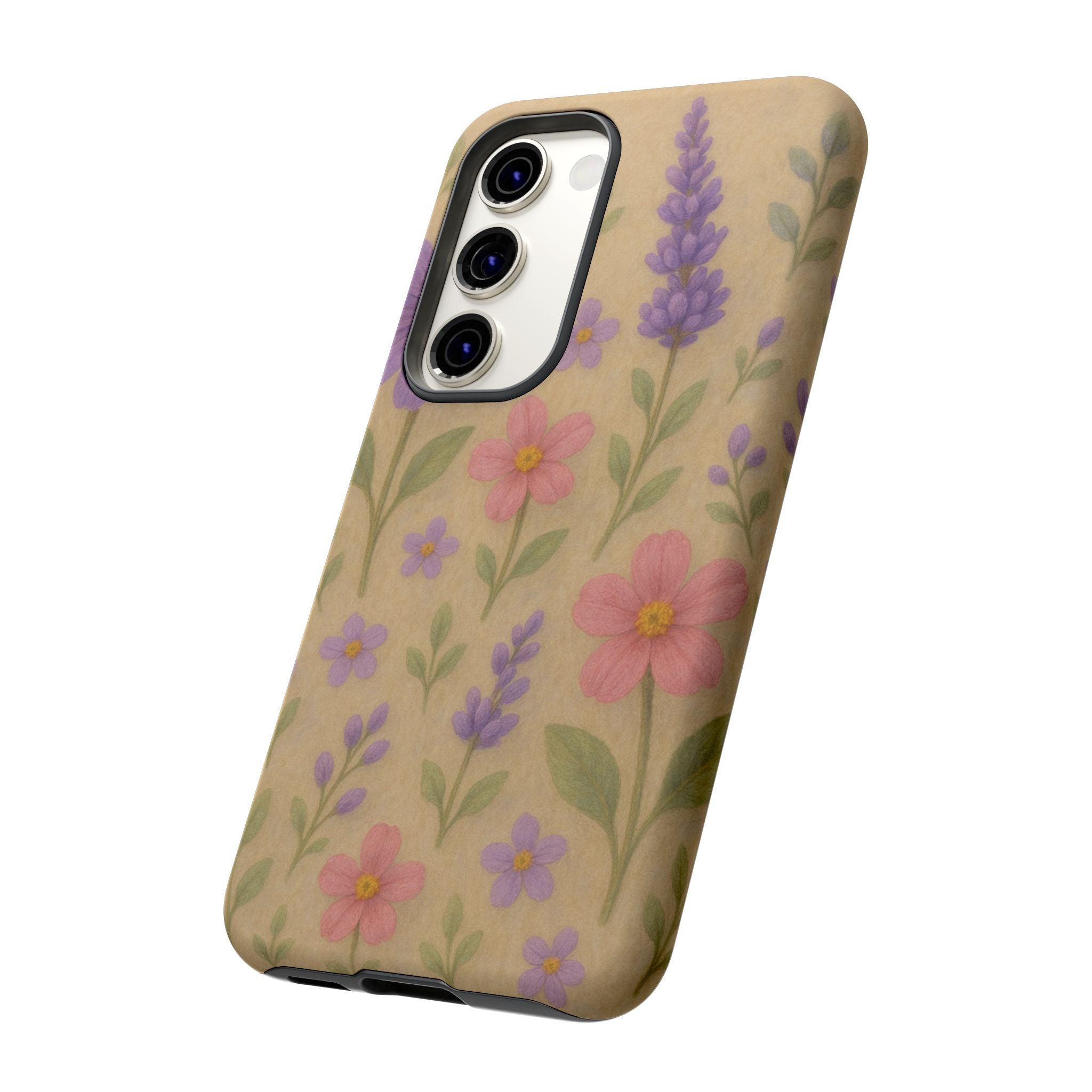 3D Illusion Wildflower Phone Case Cute Pastel Floral Design in Lavender, Pink, Mint Green – Aesthetic Protective Case for iPhone and  Android