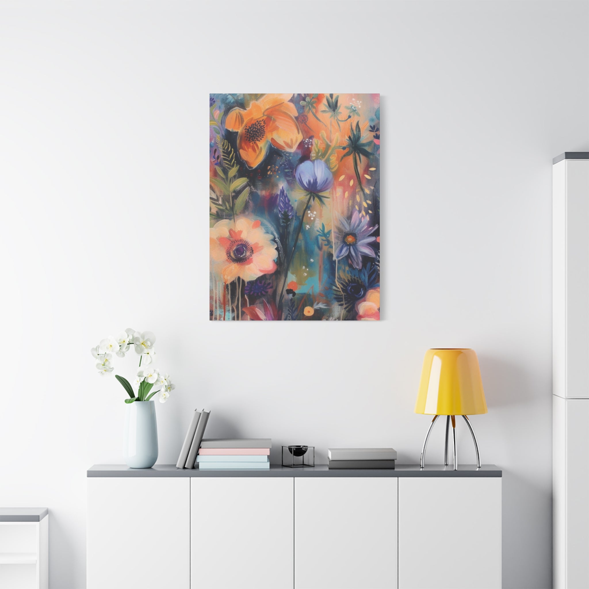 Boho Floral Wall Art Matte Canvas Stretched, Vibrant Botanical Design, Perfect for Living Room, Bedroom, or Office Decor, Adds a Stylish Touch to Any Space1.25" - MRSBYVALLE