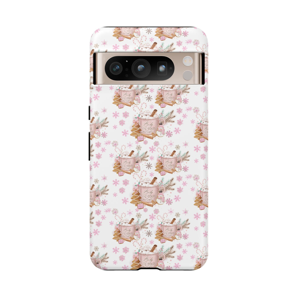Baby it's Cold Outside Pink and White Phone Case Unique Holiday Protection for Your Device | Stylish & Durable Cover Gift for Her Phone 15, Samsung iPhone Samsung Accessory Gift for Her
