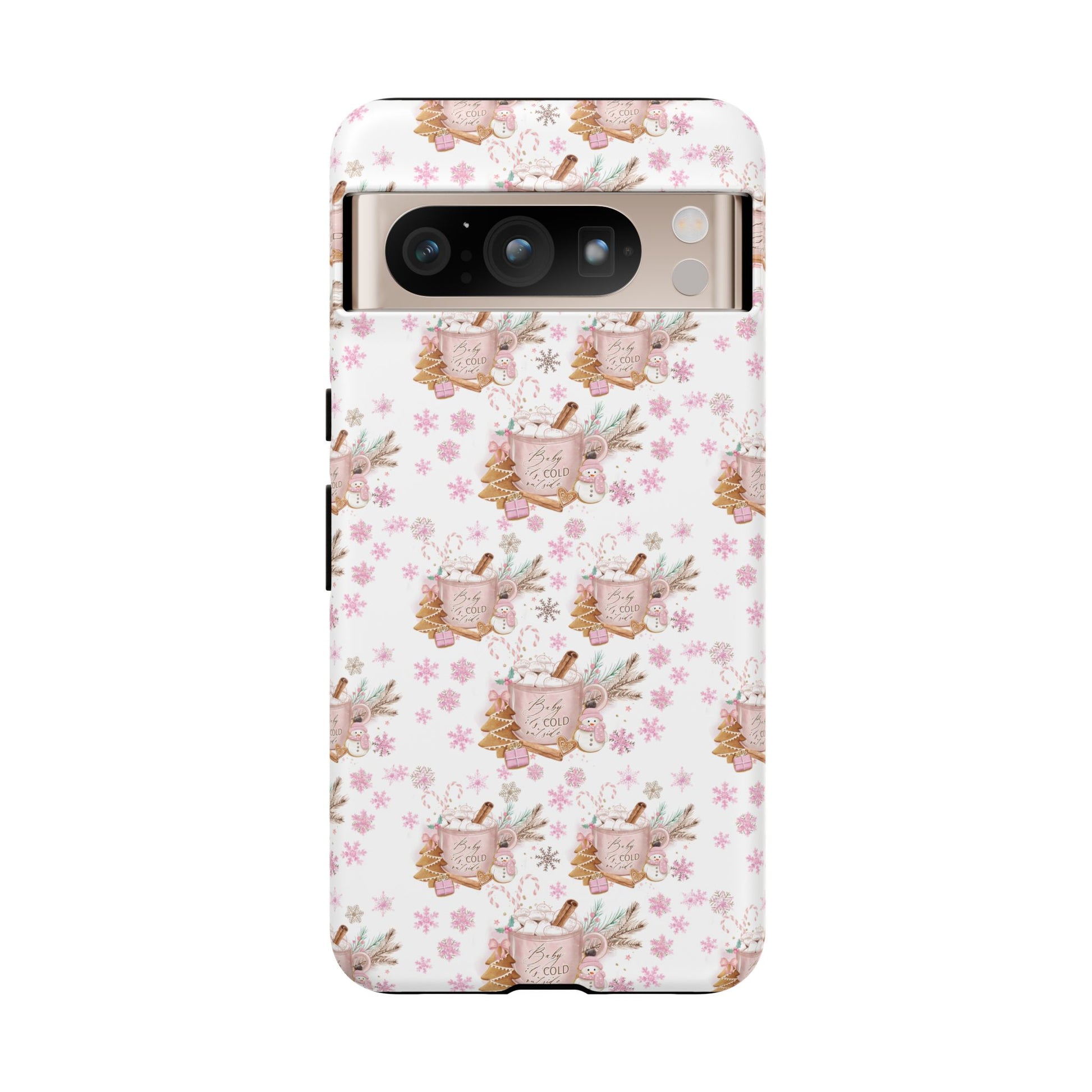 Baby it's Cold Outside Pink and White Phone Case Unique Holiday Protection for Your Device | Stylish & Durable Cover Gift for Her Phone 15, Samsung iPhone Samsung Accessory Gift for Her