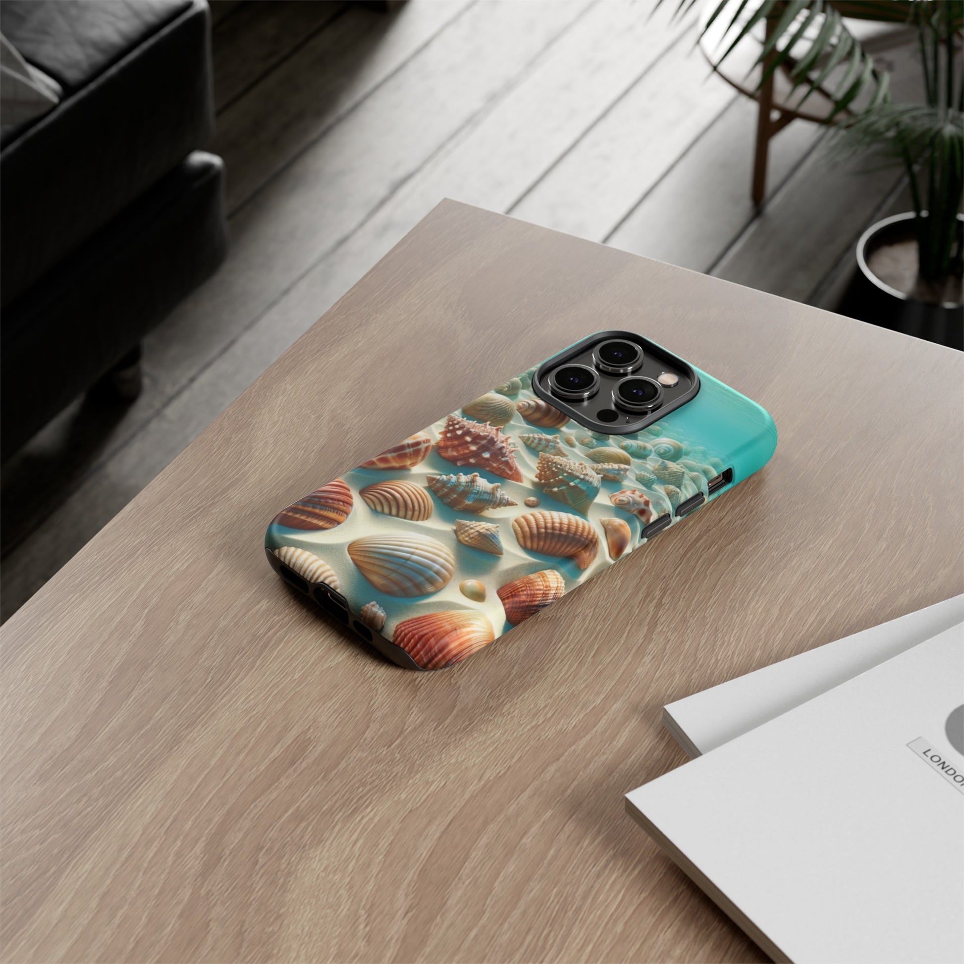 Plush Ocean Bliss Turquoise Seashell Ocean Beach View Protective Phone Case Gift for Her Phone 15, Samsung iPhone Samsung Gift for Her Case iPhone 15, Samsung iPhone Samsung Accessory Gift for Her.