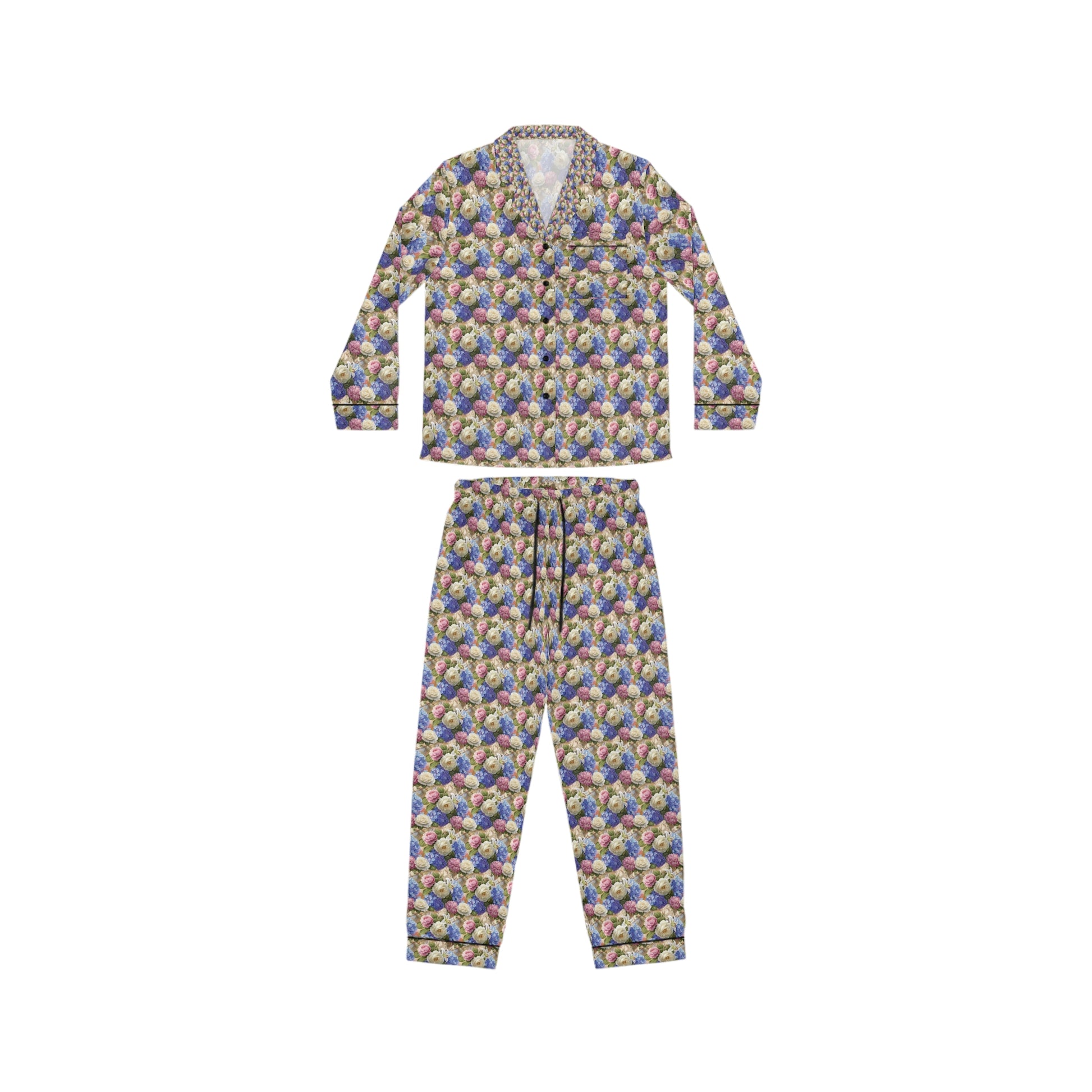 Floral pajama set on a white background