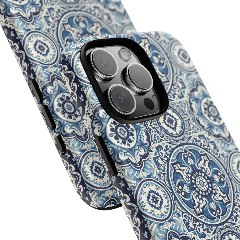 Azulejo Tile Phone Case Elegant Mediterranean Blue Porcelain Design iPhone 17, 16, 15, Samsung iPhone Samsung Accessory Gift for Her
