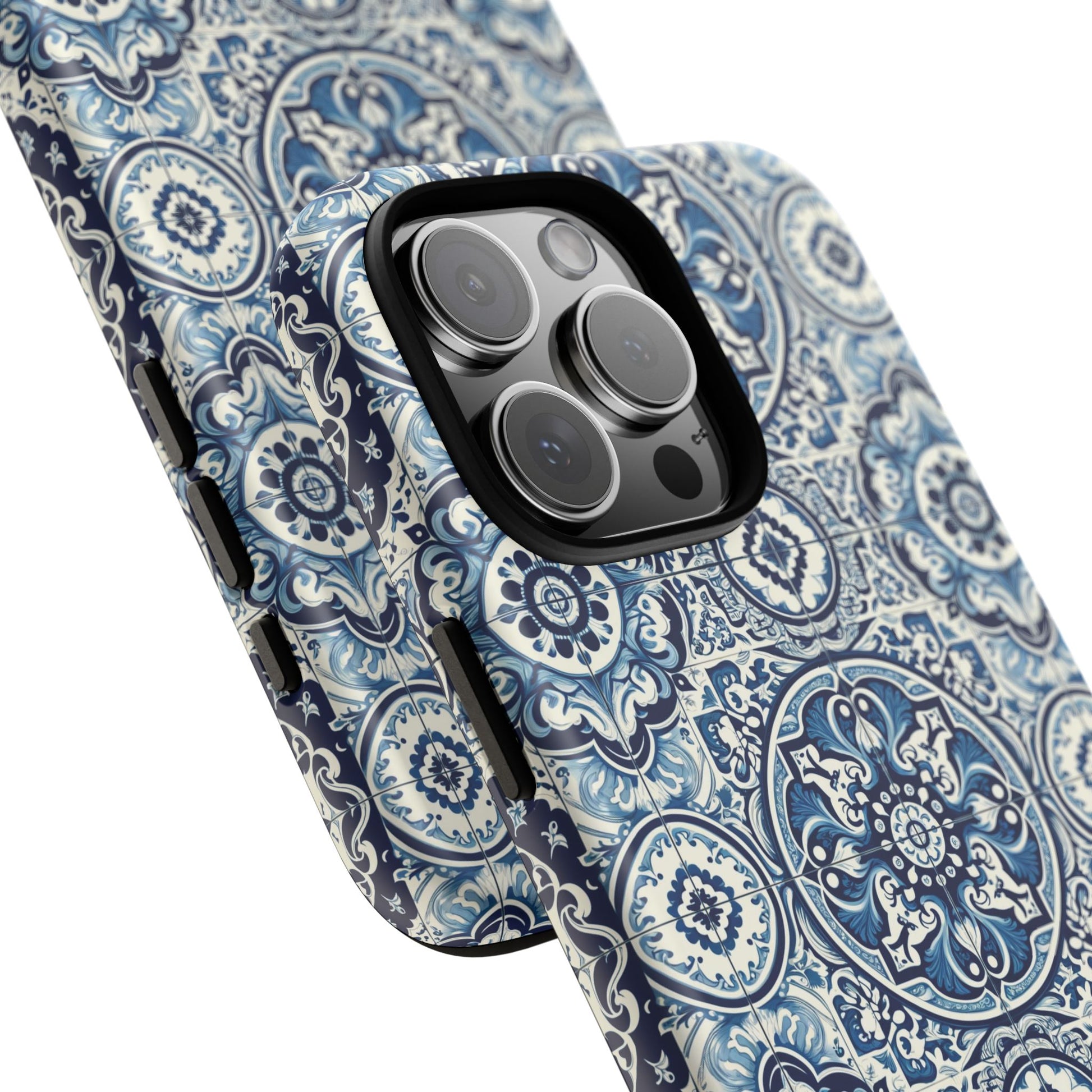 Azulejo Tile Phone Case Elegant Mediterranean Blue Porcelain Design iPhone 17, 16, 15, Samsung iPhone Samsung Accessory Gift for Her