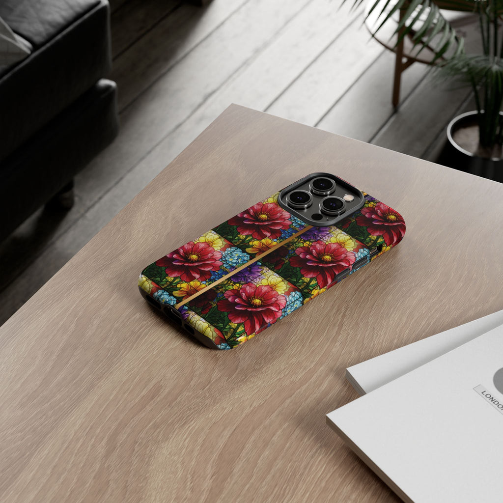 Stained Glass Illusion Floral Phone Case  3D Colorful Flower Design, Protective Christian Gift, Fits iPhone, Samsung, Google Pixel