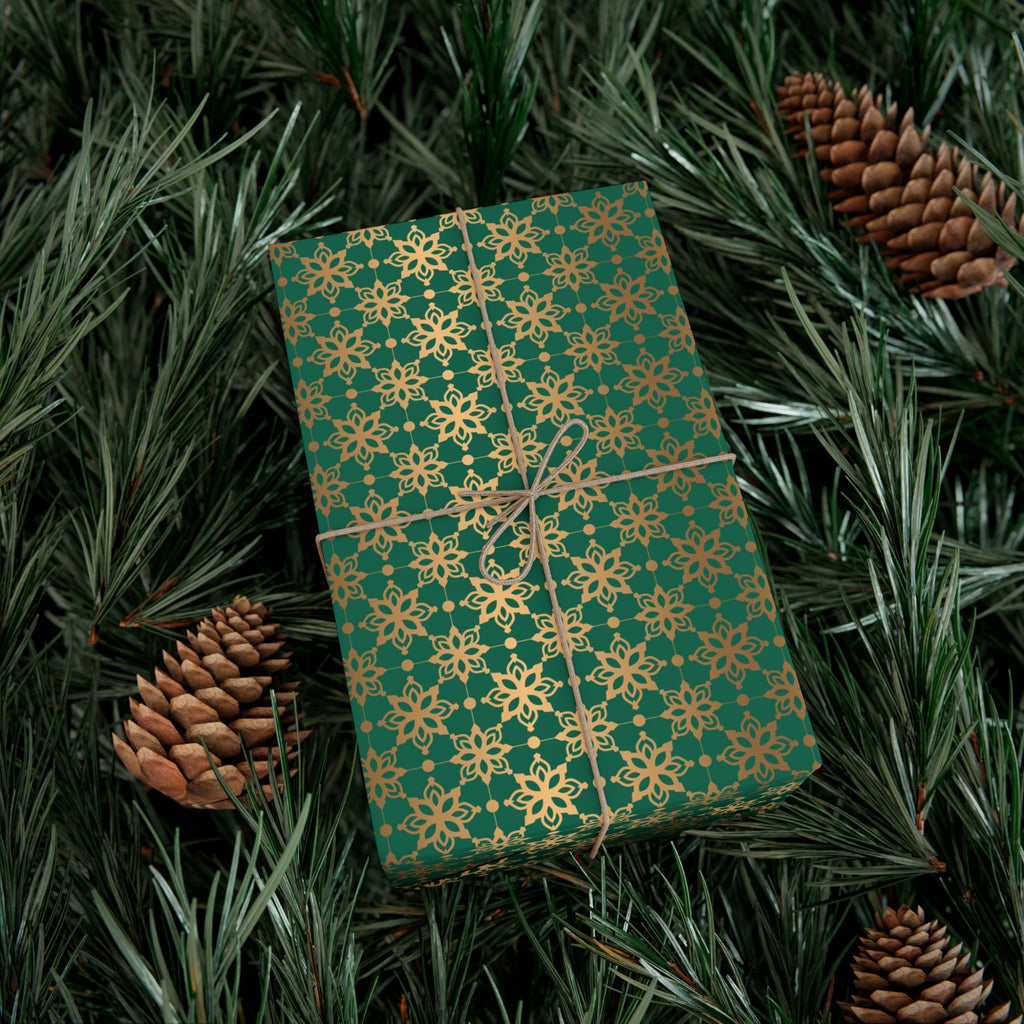 Elegant Luxuries Emerald Green Wrapping Paper with Gold Accents Perfect for Christmas Gifts, Weddings, & Special Occasions – Premium Quality Gift Wrap for Luxurious Presentation - MRSBYVALLE