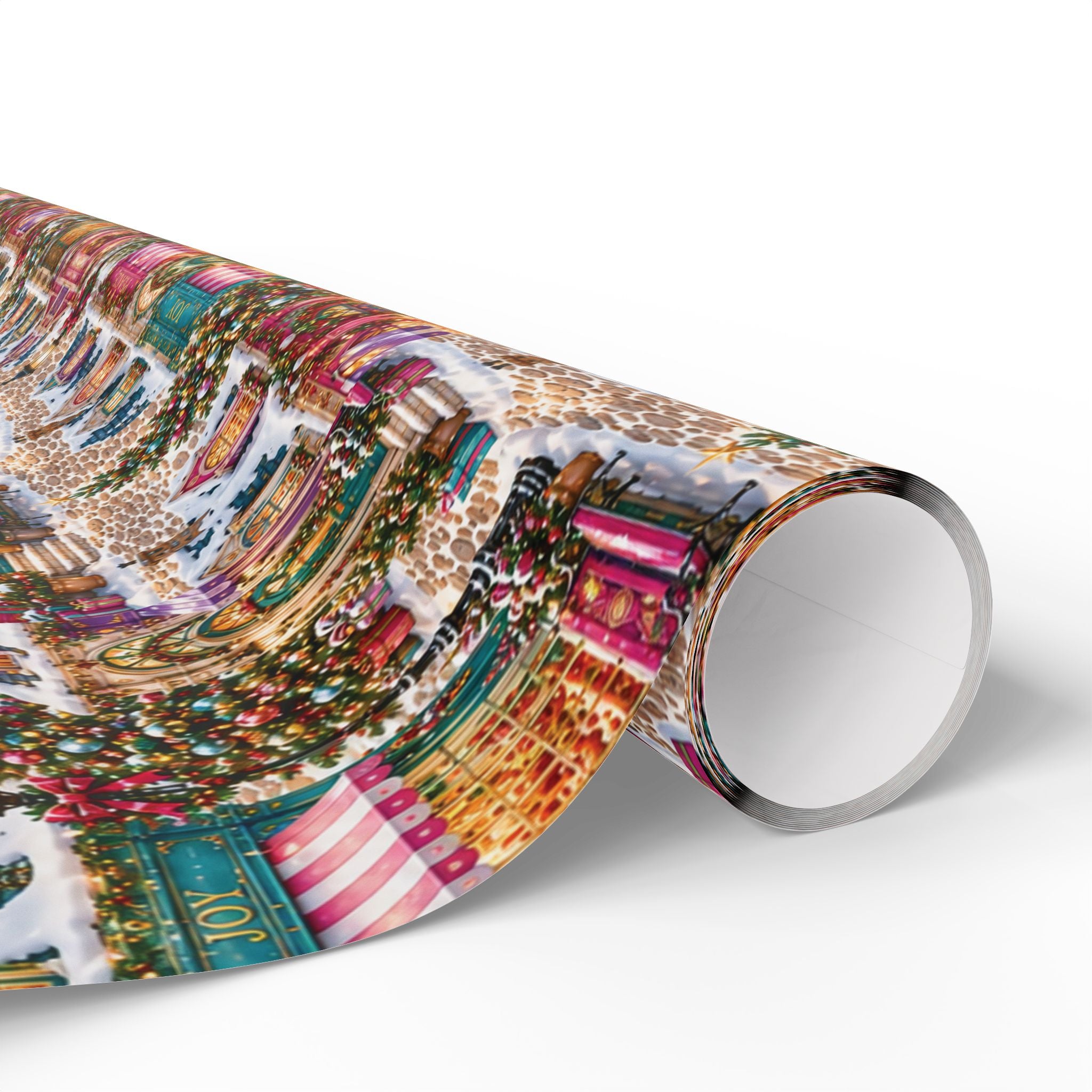 Christmas Village Wrapping Paper Roll  Festive Holiday Gift Wrap