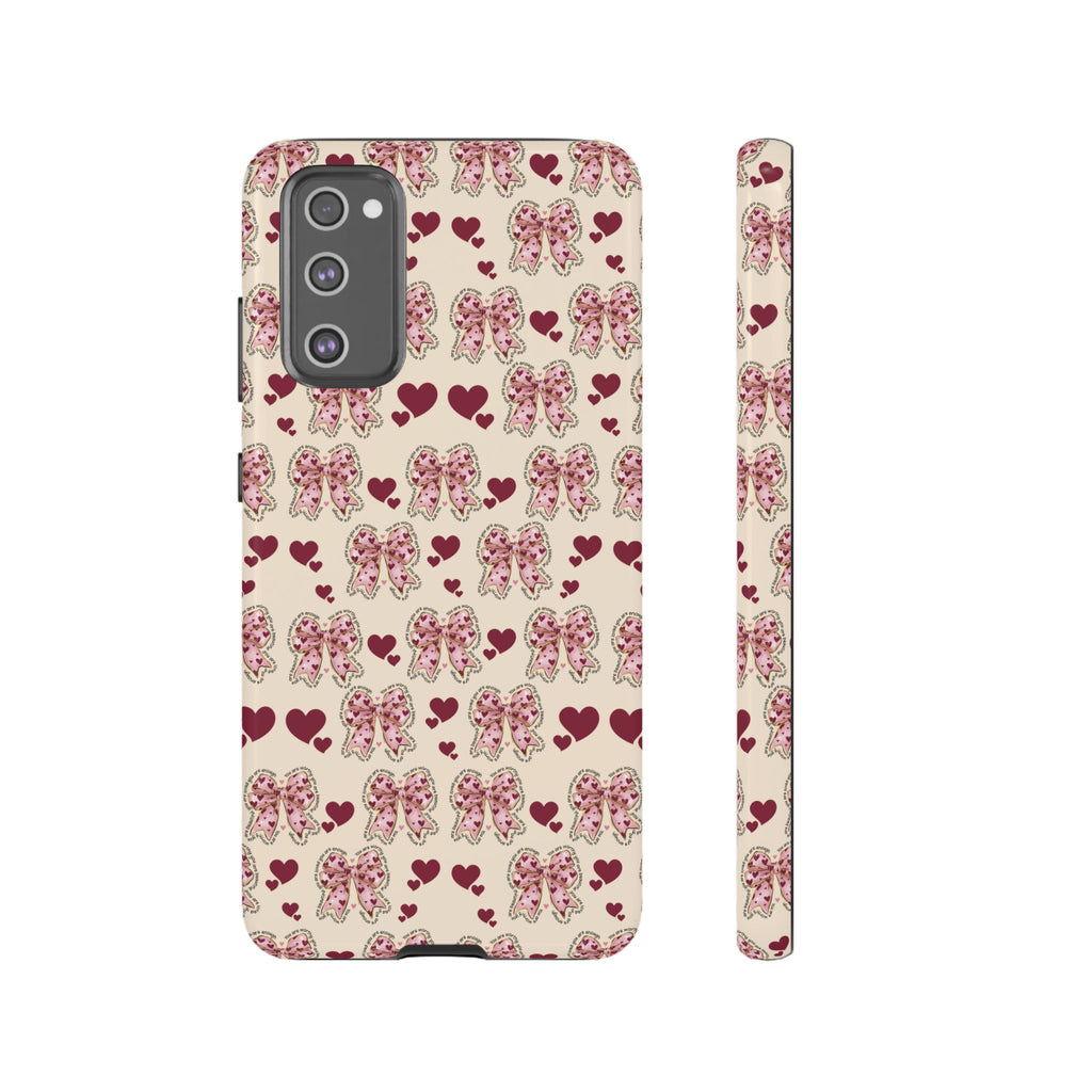 Charming Hearts & Pink Bows Phone Case Stylish & Durable Protection for Your Device | Scratch-Resistant, Slim Fit, and Lightweight Design for Everyday Use for iPhone & Android | Fresh Nature-Inspired Design!