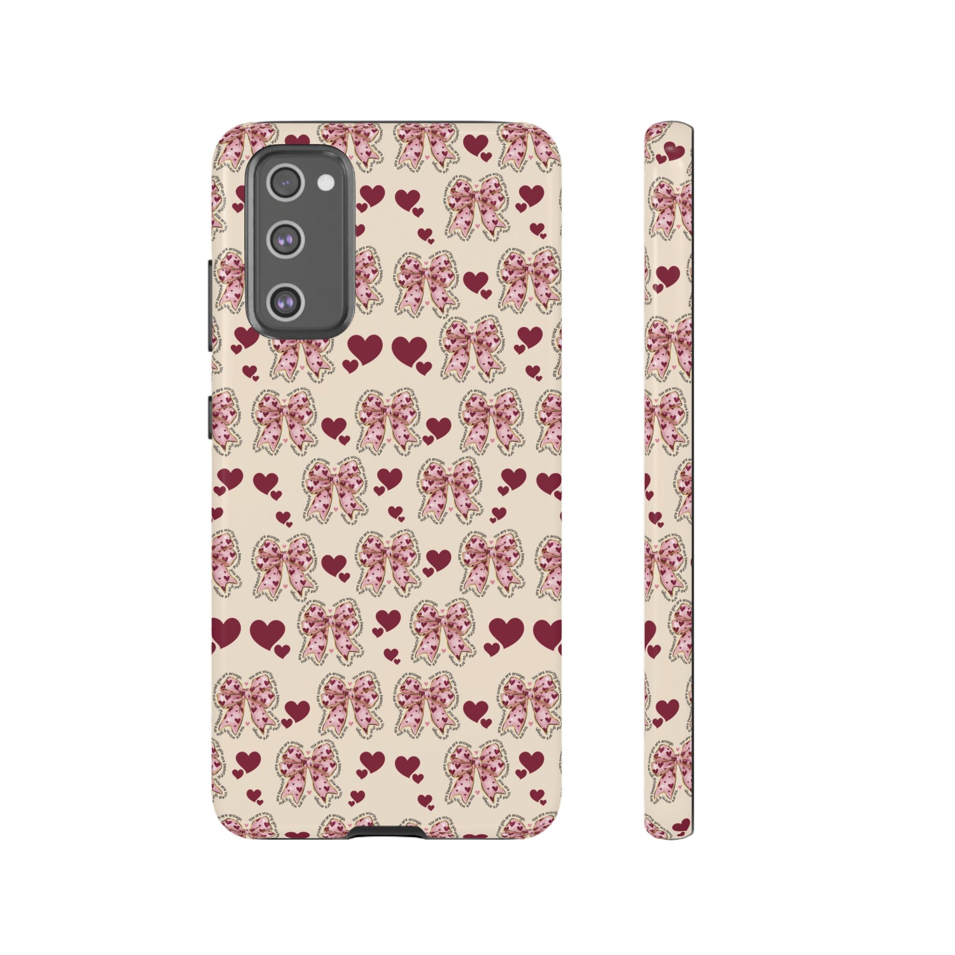 Charming Hearts & Pink Bows Phone Case Stylish & Durable Protection for Your Device | Scratch-Resistant, Slim Fit, and Lightweight Design for Everyday Use for iPhone & Android | Fresh Nature-Inspired Design!
