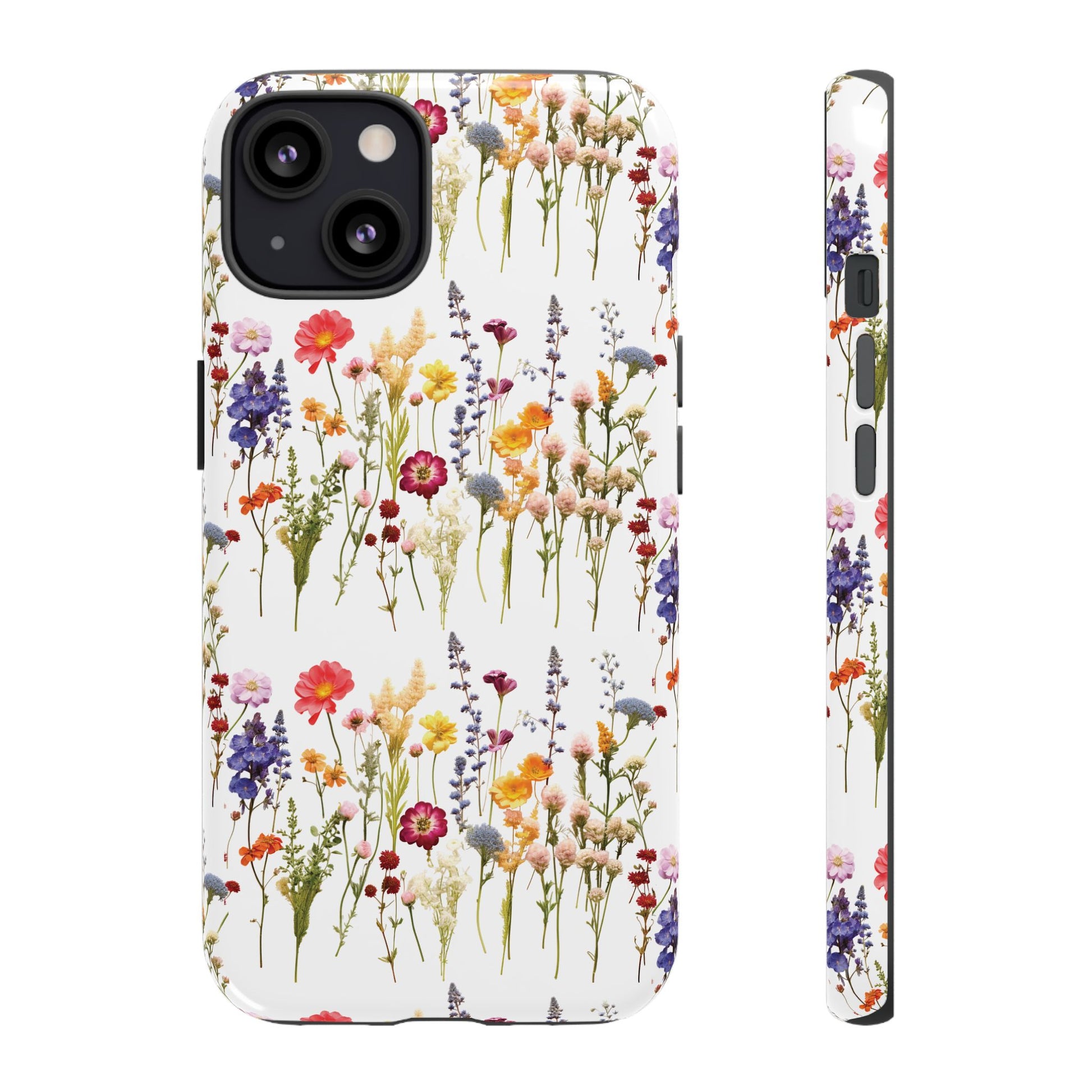 White Best Phone Case Press Flowers Floral 3D Illusion Luxury Tough Case Floral Elegant Durable Stylish for Modern Devices iPhone 17, 16, 15, Samsung iPhone Samsung Accessory Gift for Her