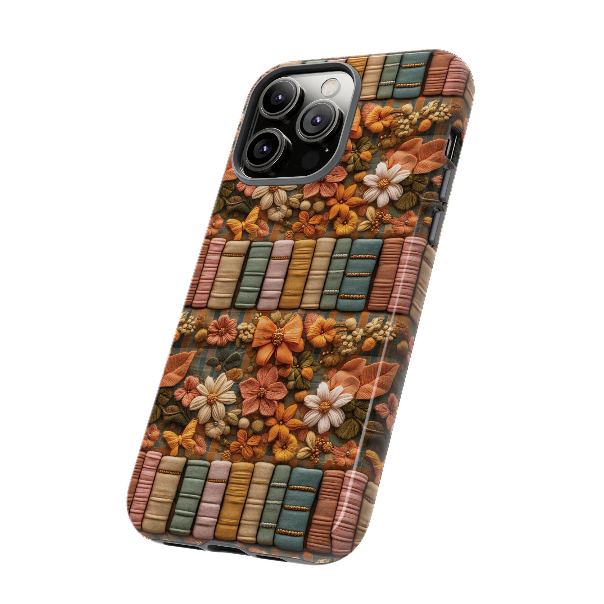 3D Illusion Boho Floral and Books Phone Case Gift for Her Phone 15, Samsung iPhone Samsung Gift for Her Case iPhone 15, Samsung iPhone Samsung Accessory Gift for Her