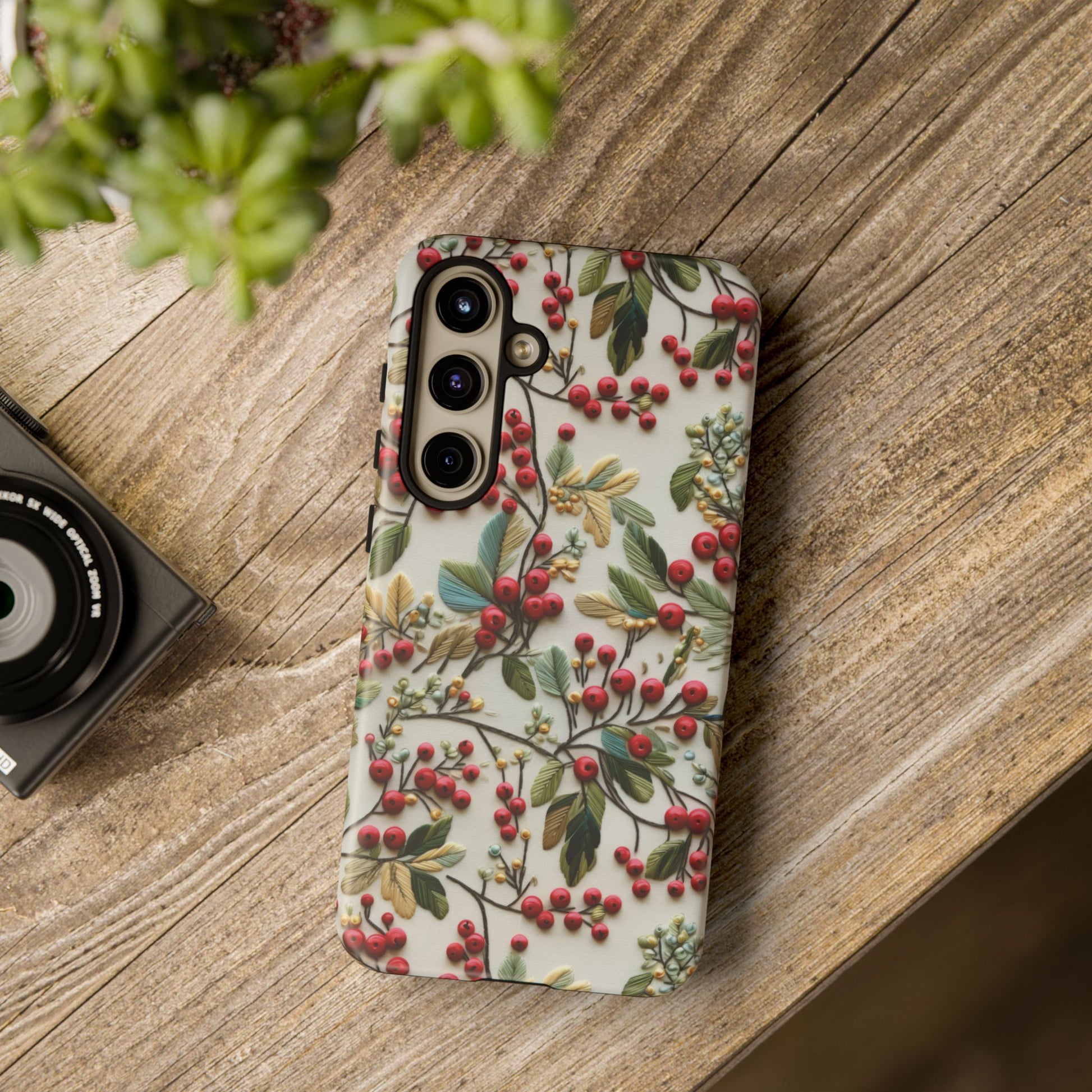 Holly Christmas Wildflowers Boho Chic Design Phone Case - Stylish, Protective Cover for All Models Gift for Mom Accessory Gift for Her