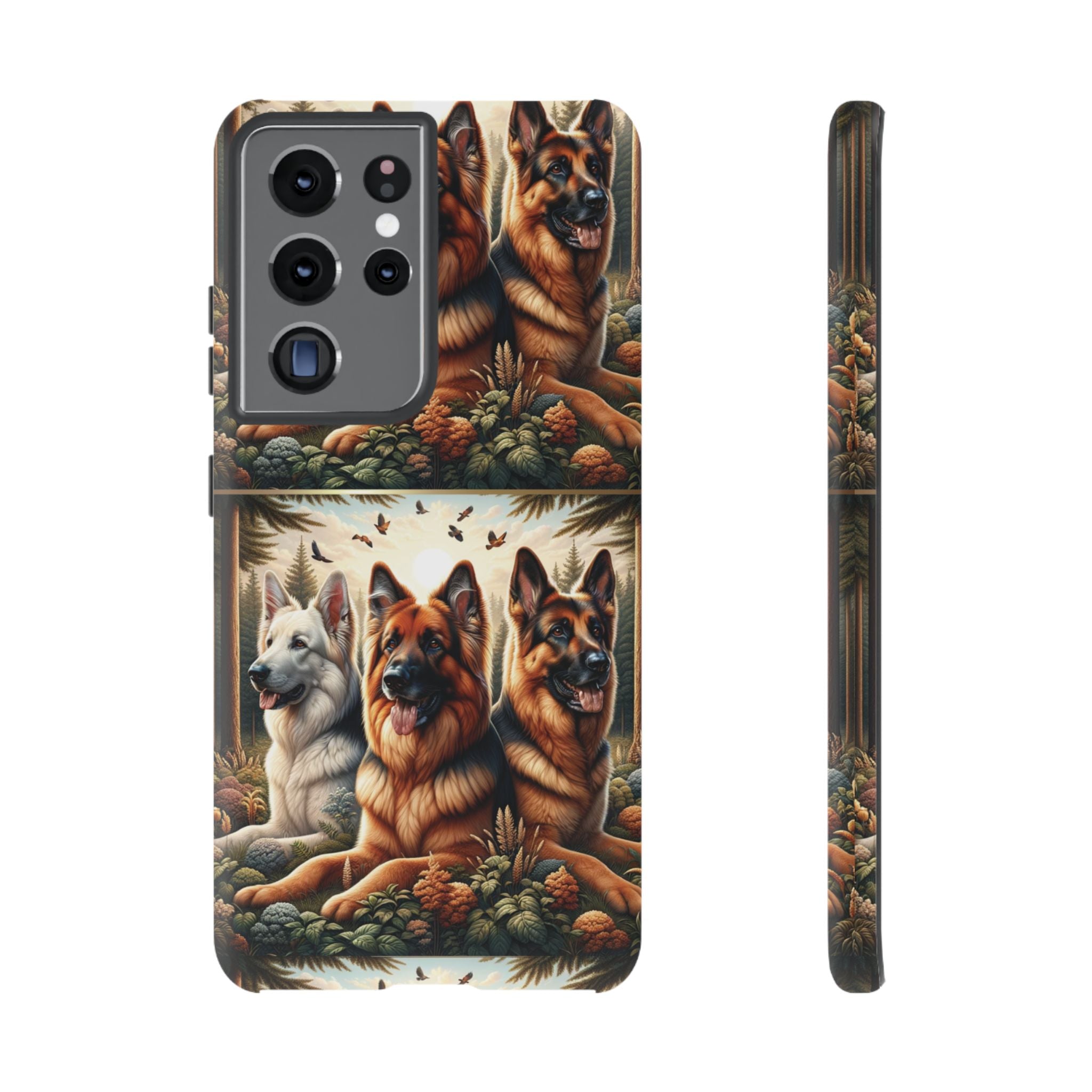 German Shepherd Phone Tough Case Floral Elegant Durable Dog Lover Devices iPhone 15, Samsung iPhone Samsung Accessory Gift for Her