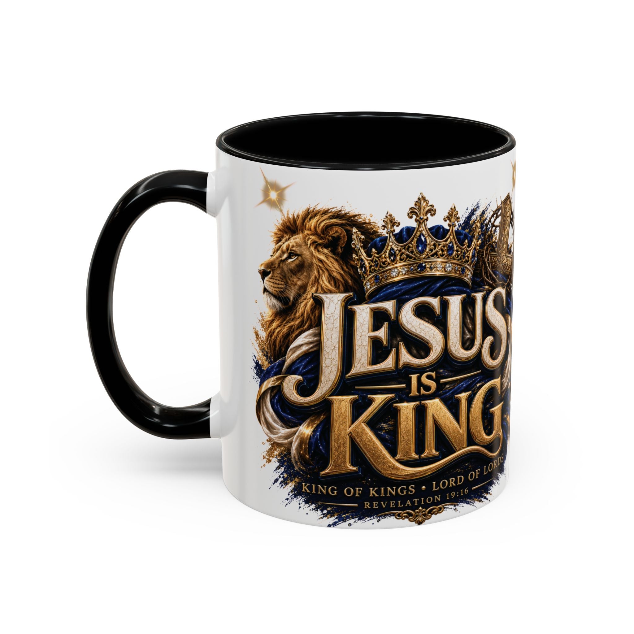 Jesus Is King Coffee Mug Christian Faith Accent Mug (11/15oz) Gift for Dad Mom