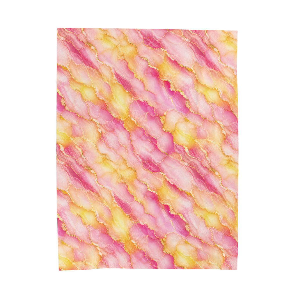 Blush Pink & Pastel Yellow Marble Blanket – Gold Vein Luxury Throw, Soft Cozy Elegant Home Decor