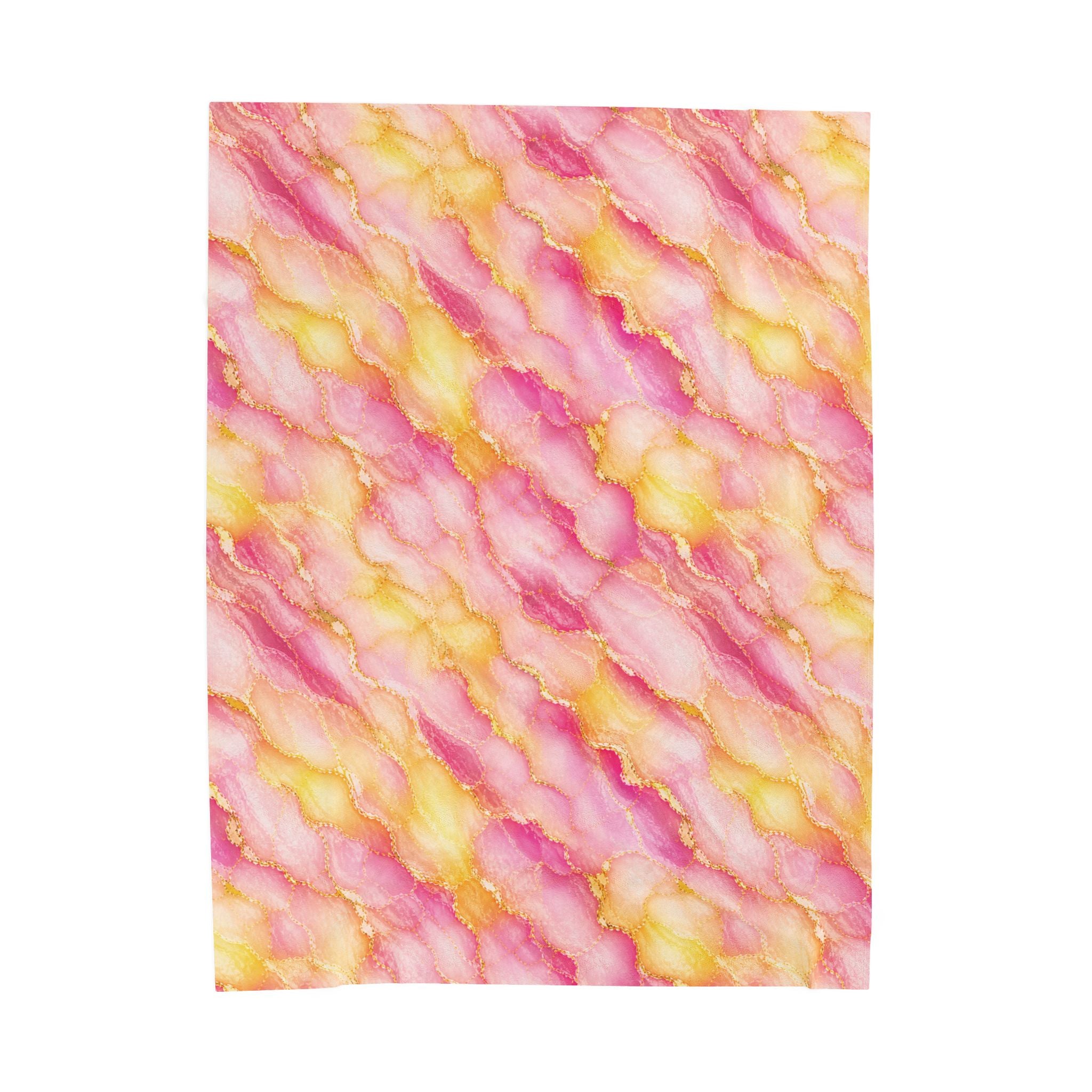 Blush Pink & Pastel Yellow Marble Blanket – Gold Vein Luxury Throw, Soft Cozy Elegant Home Decor