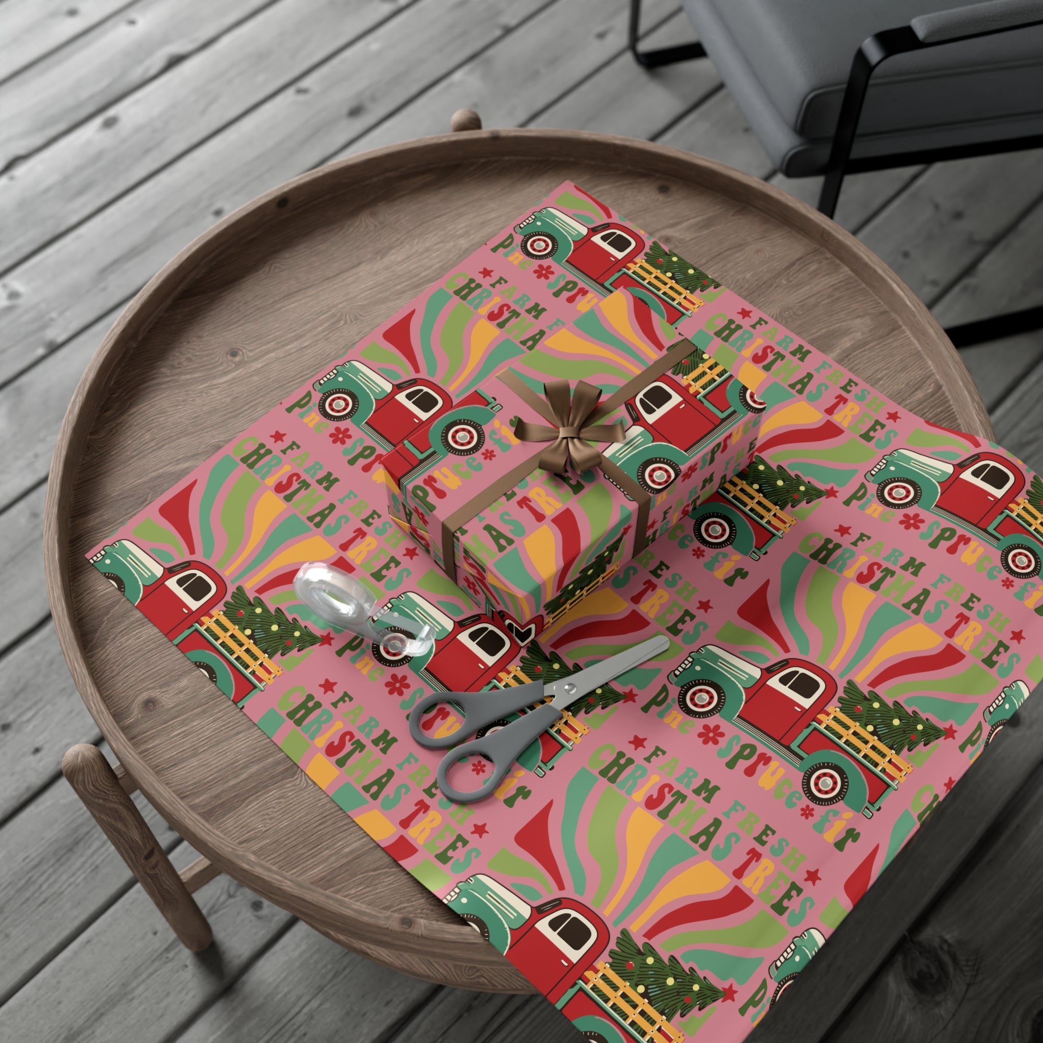 Christmas Retro Boho Pickup Wrapping Paper Holiday Gift Wrap with Perfect for Christmas Presents, Crafting, Holiday Decor Premium Quality Perfect for Gift - MRSBYVALLE