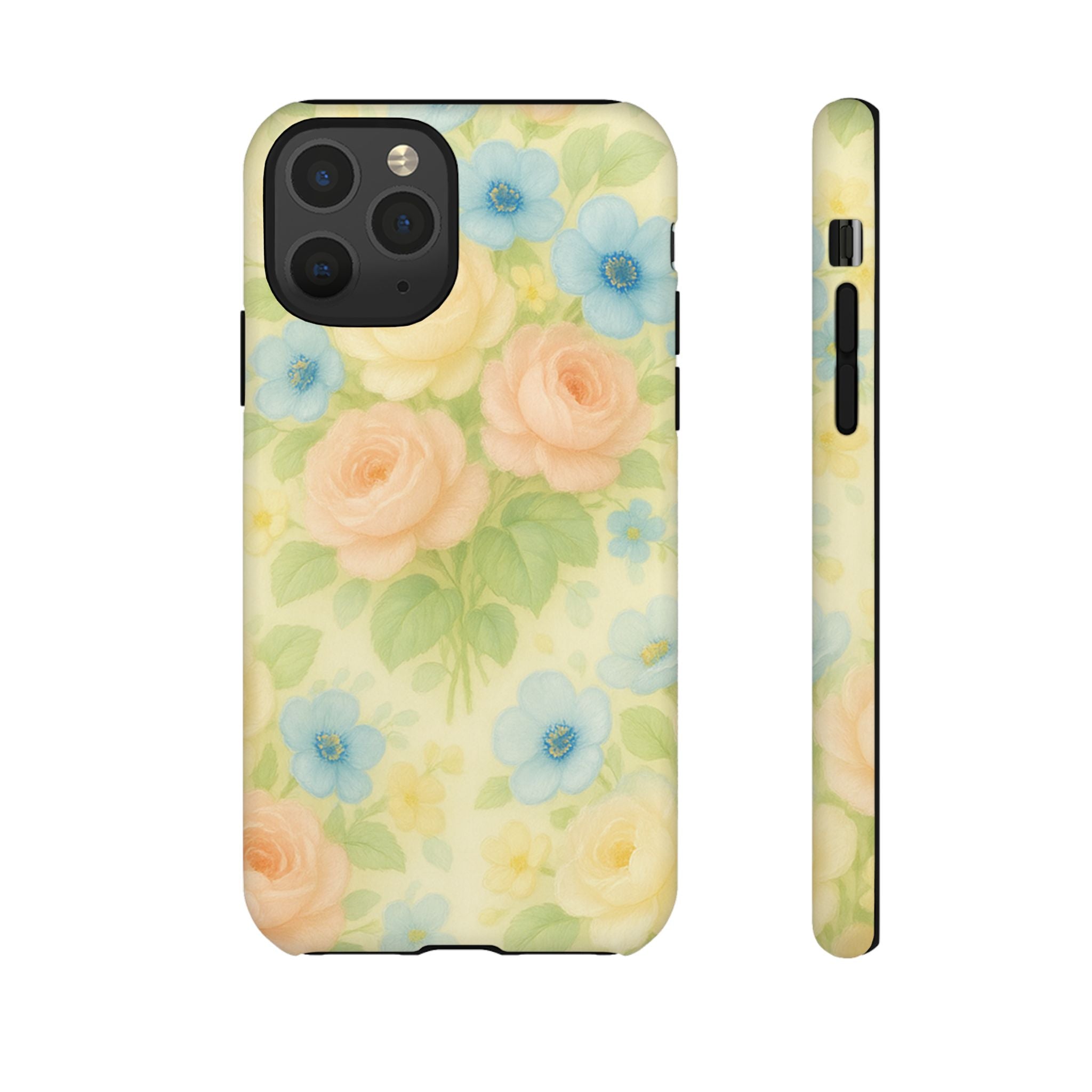 Pastel Yellow Vintage Floral Phone Case  Romantic Cottagecore Aesthetic, Soft Botanical Design, Protective Gift for Her, Fits iPhone & Samsung Models