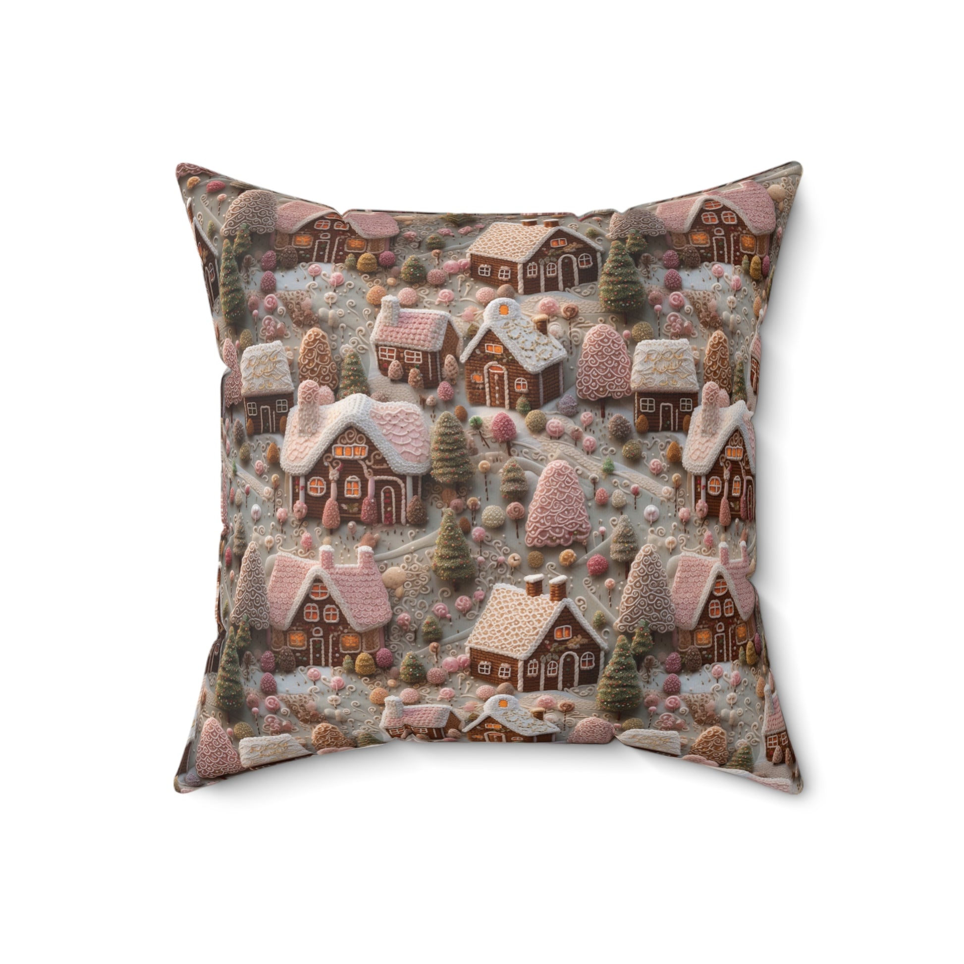 Gingerbread House Square Pillow Elegant Holiday Decor Perfect for all Seasonal Decorations Perfect Accent for Living Rooms, Bedrooms, Soft, Durable, Pillow Gift New House, Bridal Shower Gift - MRSBYVALLE