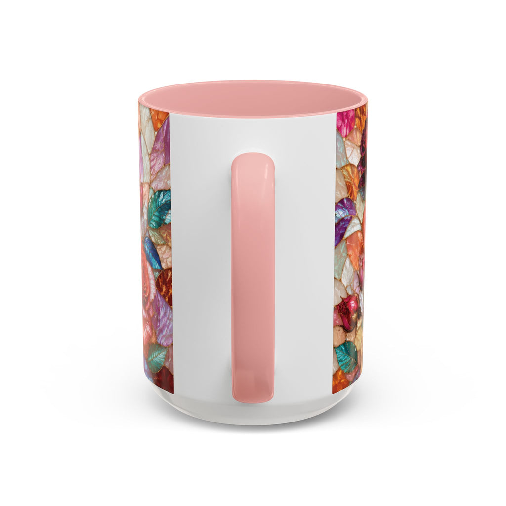 Floral Stained-Glass Accent Coffee Mug Colorful Rose Pattern (11/15 oz) Gift for Her